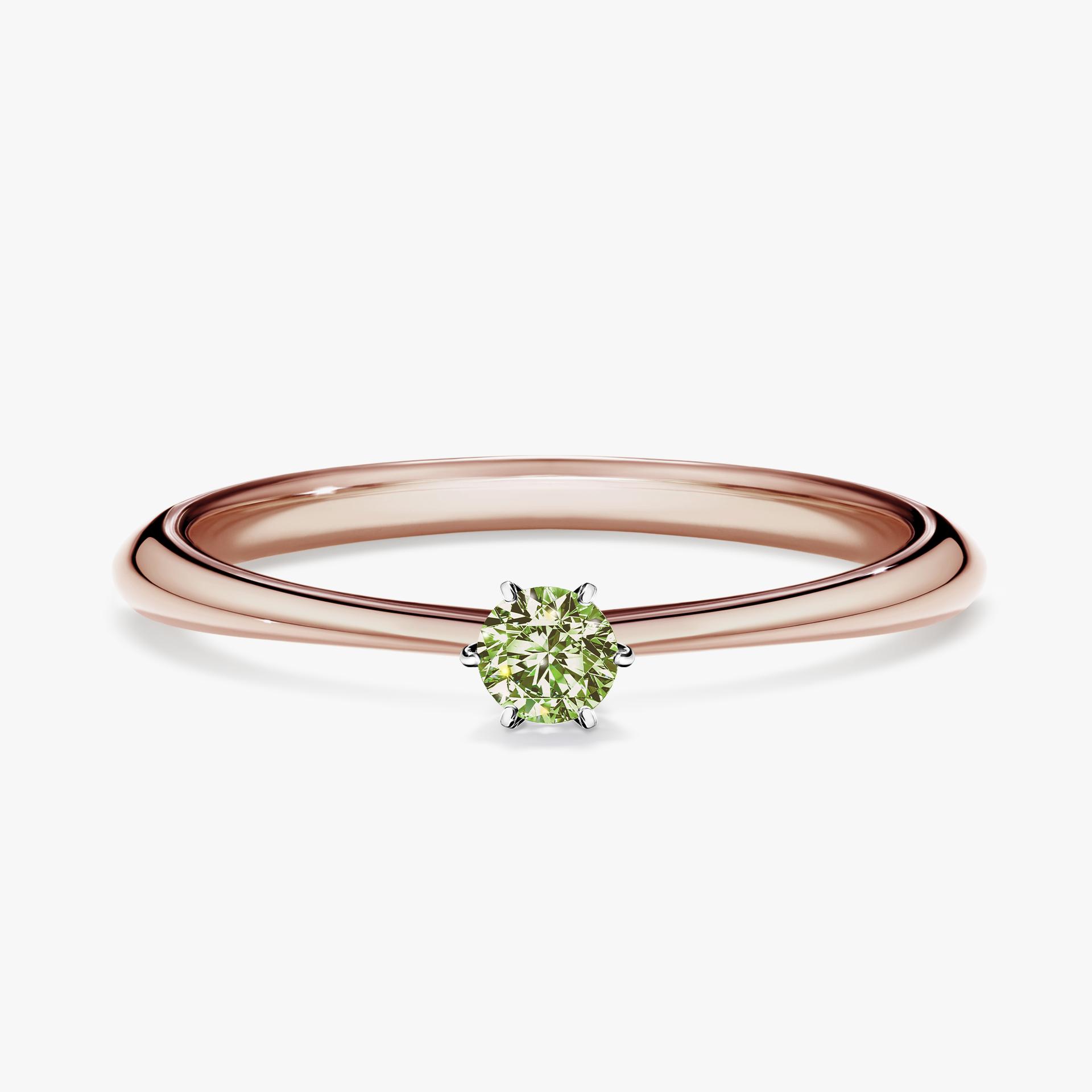 Pierscionek zareczynowy z diamentem zielony_jasny 010 CT z rozowego zlota my love 01