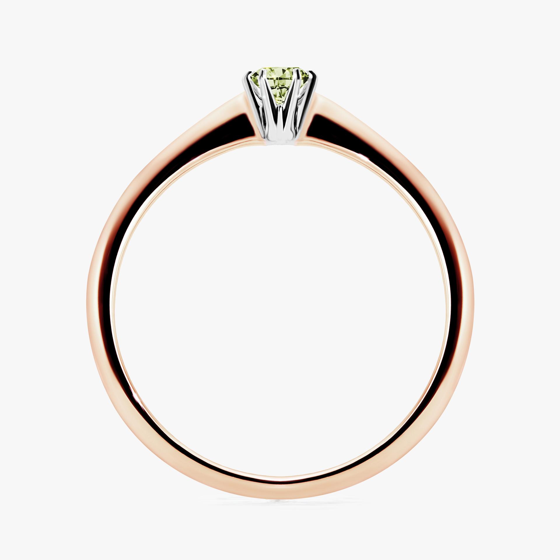 Pierscionek zareczynowy z diamentem zielony_jasny 010 CT z rozowego zlota my love 02