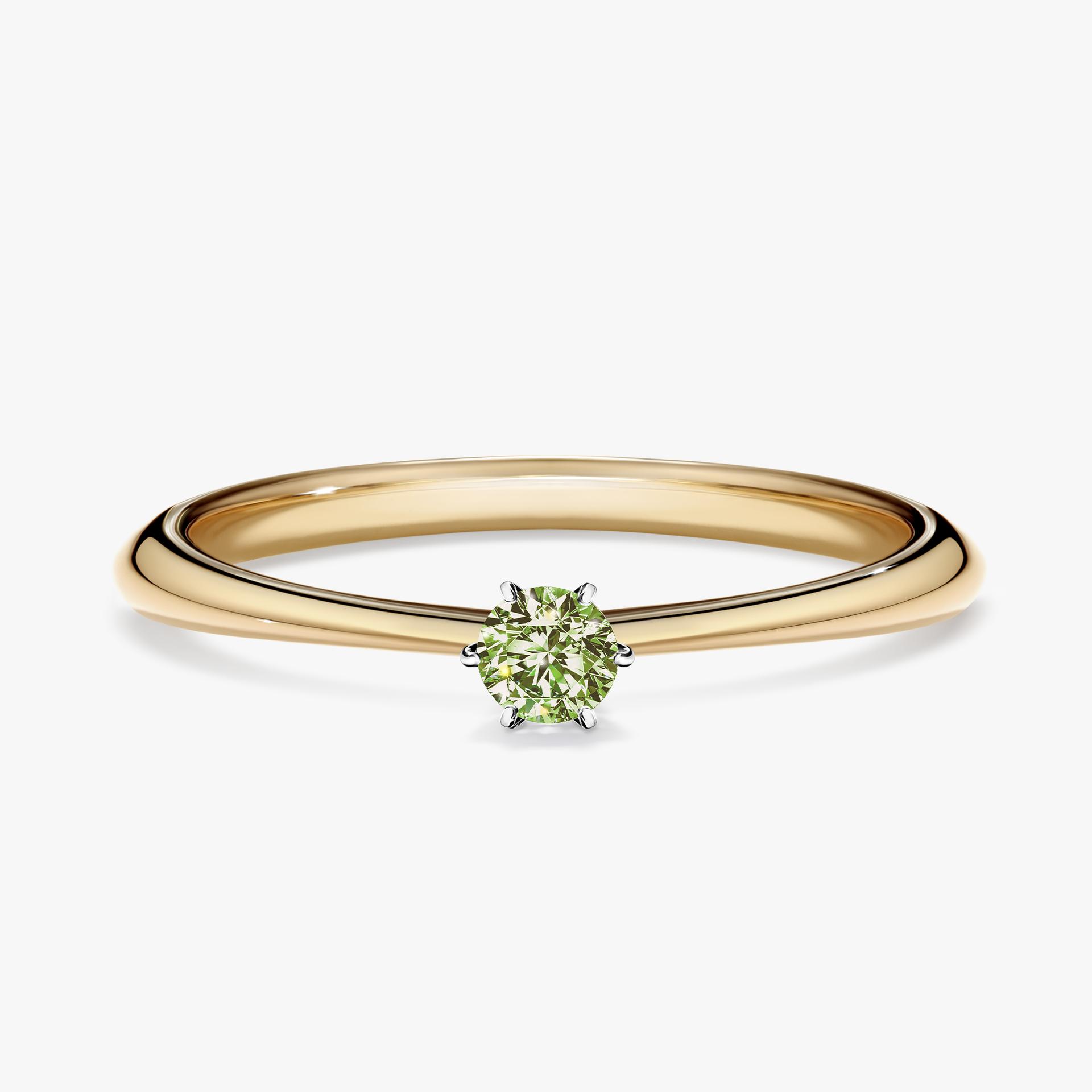 Pierscionek zareczynowy z diamentem zielony_jasny 010 CT z zoltego zlota my love 01