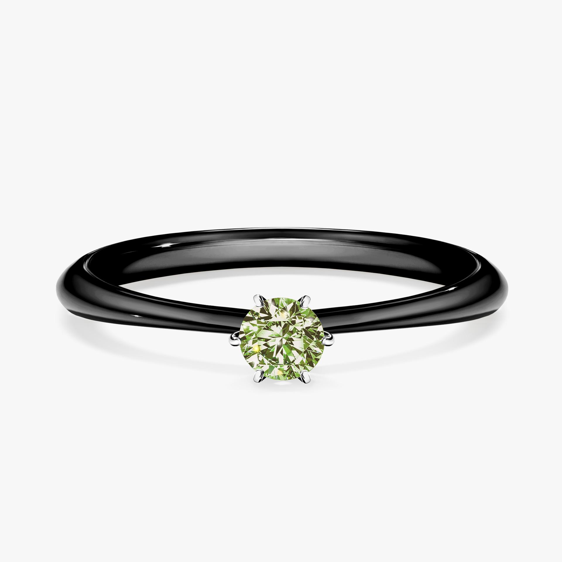 Pierscionek zareczynowy z diamentem zielony_jasny 017 CT z czarnego zlota my love 01