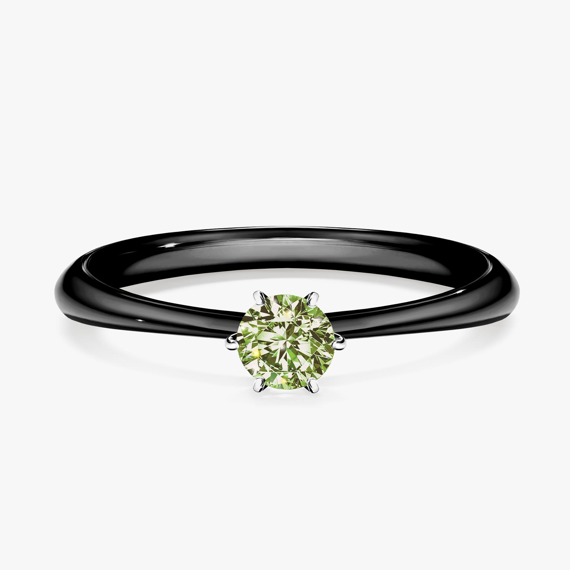 Pierscionek zareczynowy z diamentem zielony_jasny 025 CT z czarnego zlota my love 01