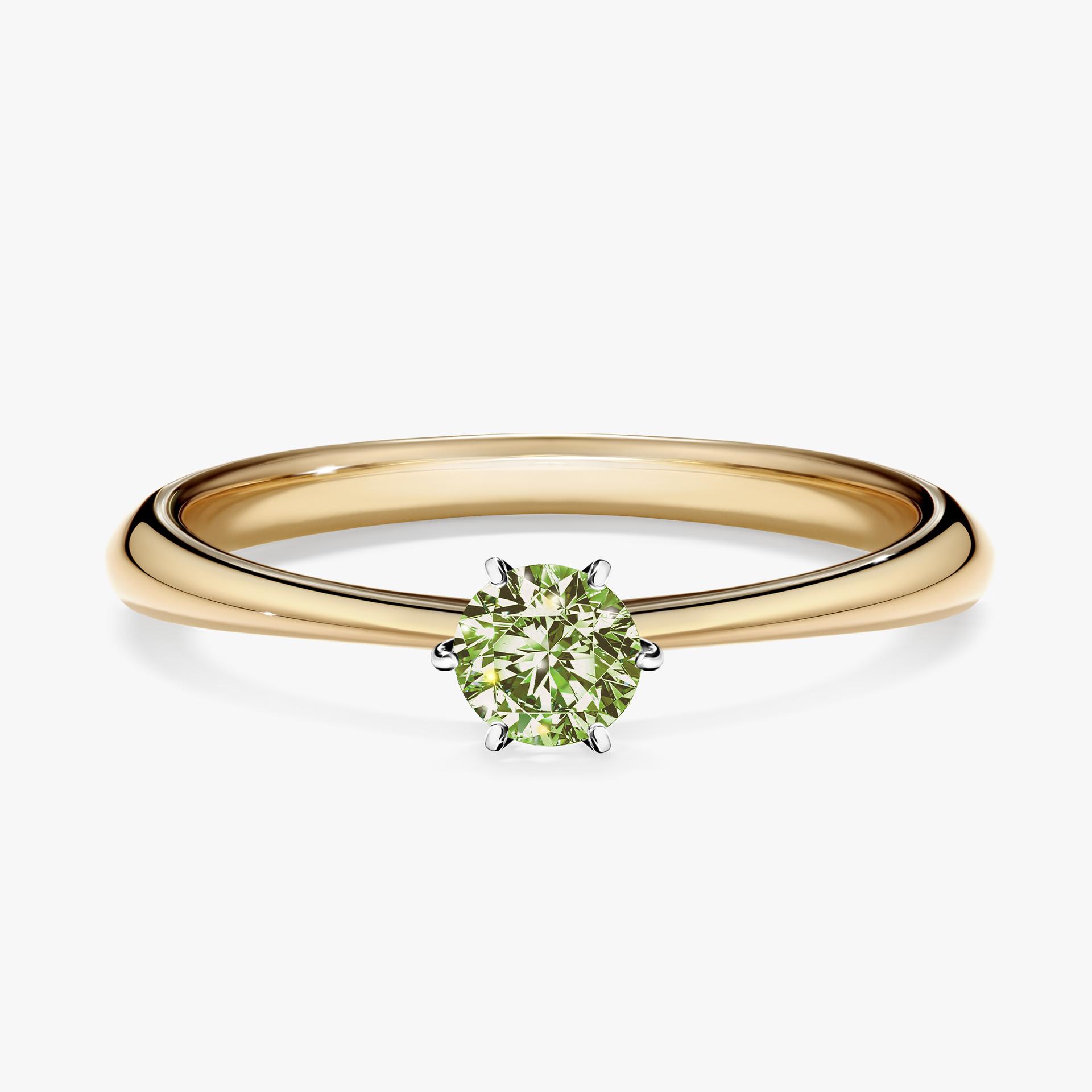 Pierscionek zareczynowy z diamentem zielony_jasny 025 CT z zoltego zlota my love 01
