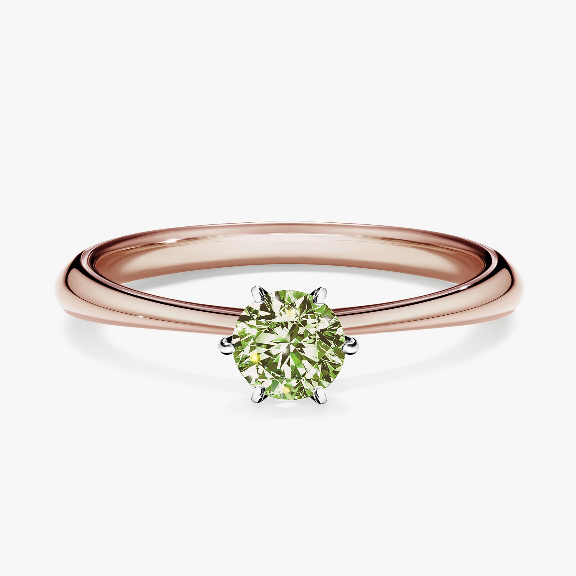 Pierscionek zareczynowy z diamentem zielony_jasny 030 CT z rozowego zlota my love 01