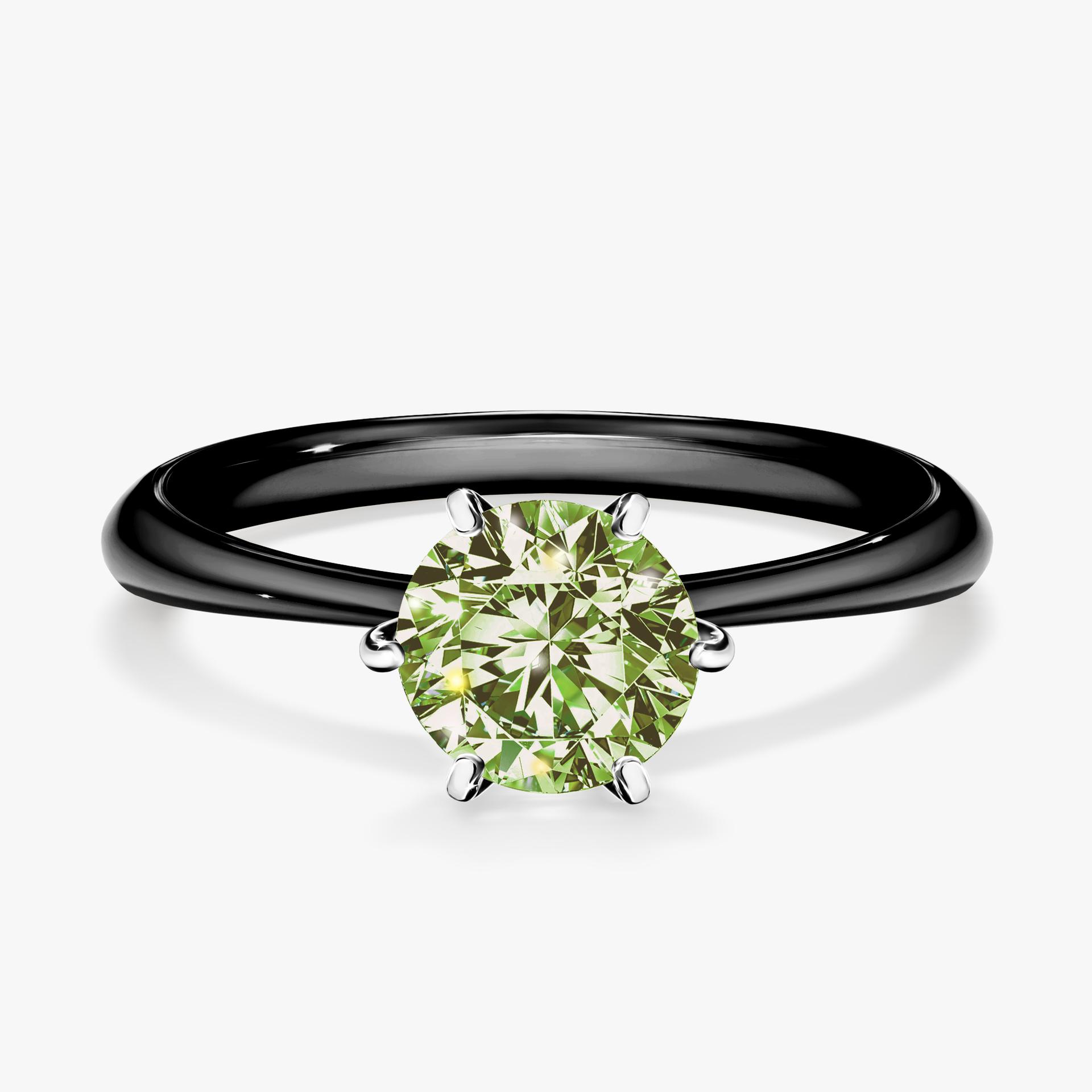 Pierscionek zareczynowy z diamentem zielony_jasny 100 CT z czarnego zlota my love 01