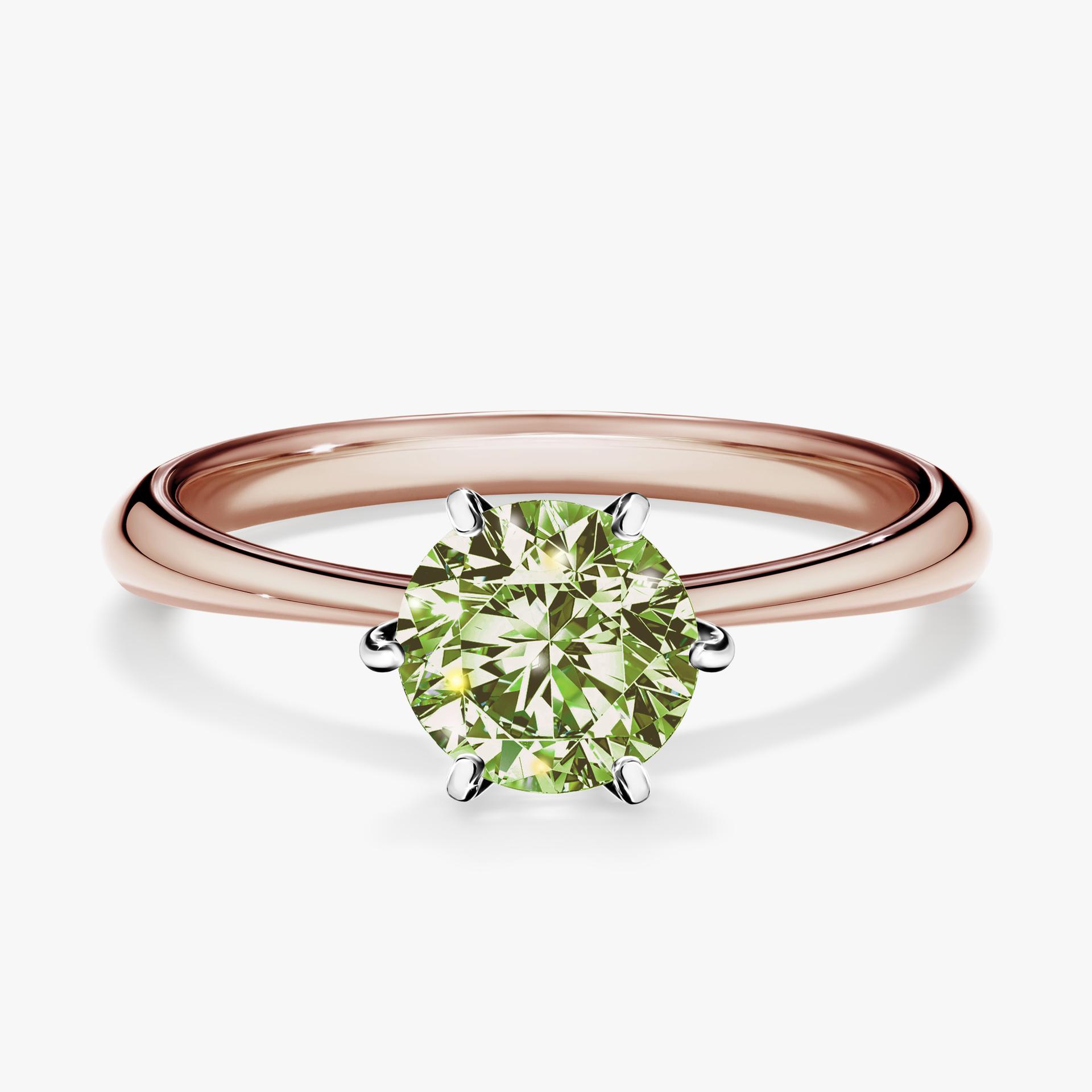 Pierscionek zareczynowy z diamentem zielony_jasny 100 CT z rozowego zlota my love 01