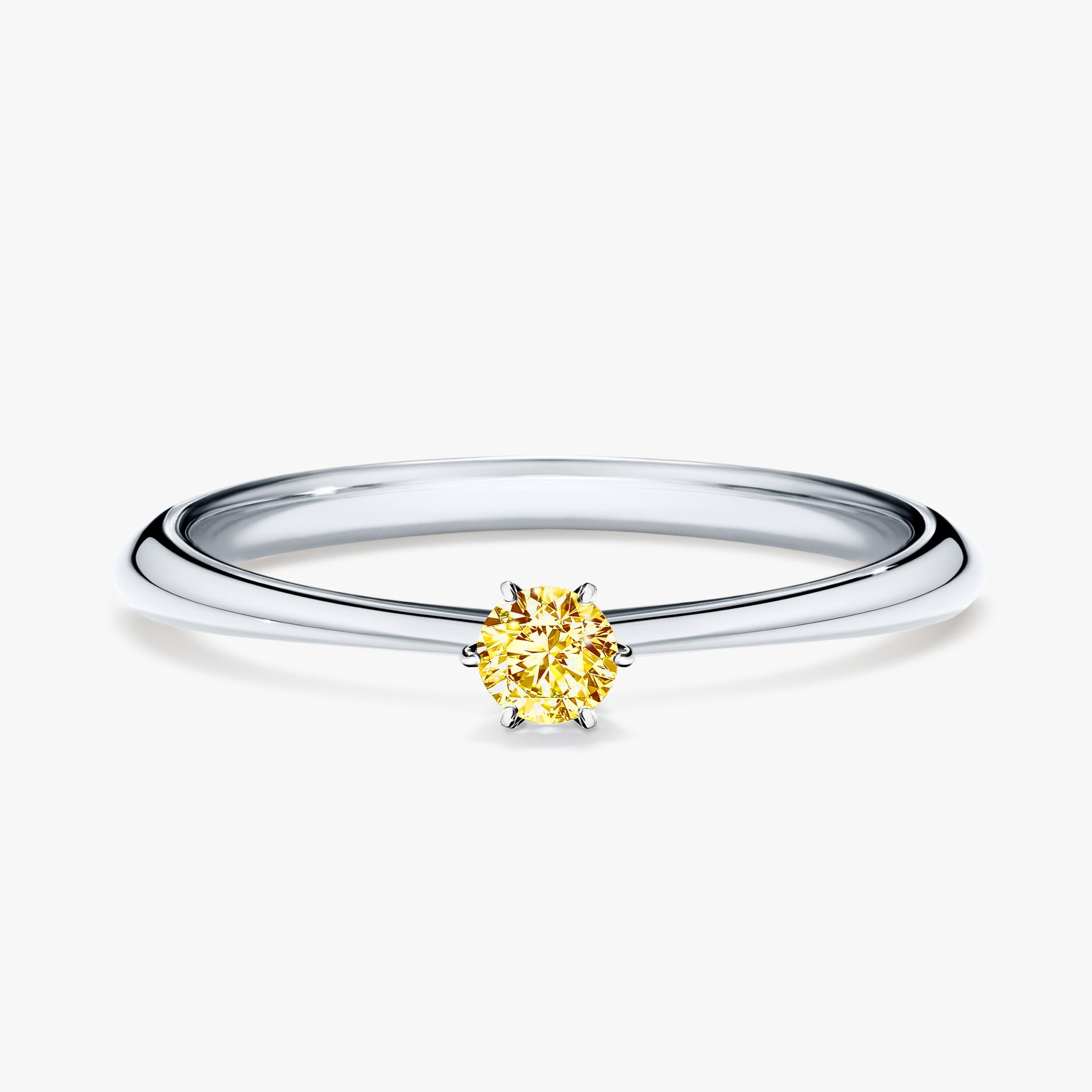 Pierscionek zareczynowy z diamentem zolty 010 CT z bialego zlota my love 01
