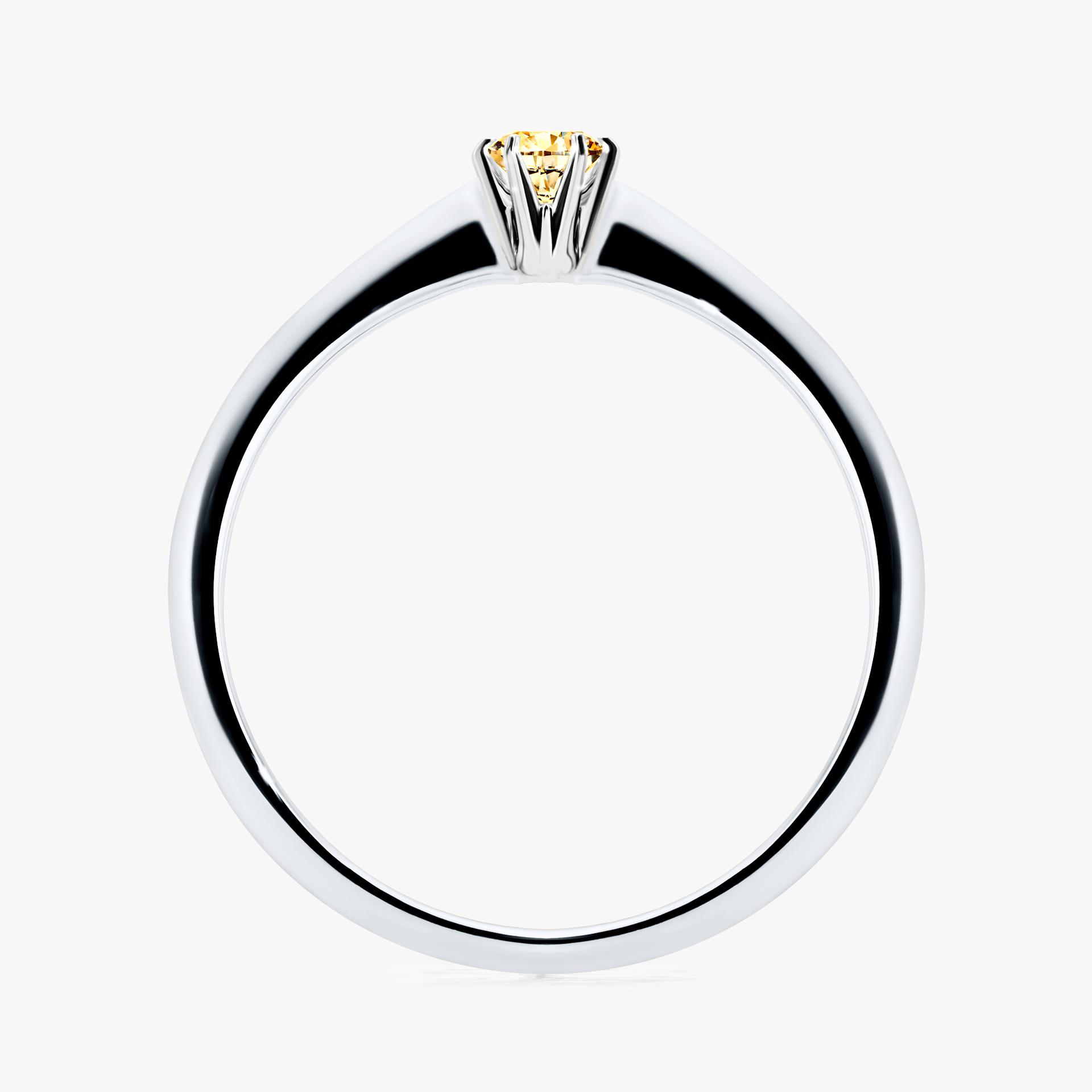 Pierscionek zareczynowy z diamentem zolty 010 CT z bialego zlota my love 02