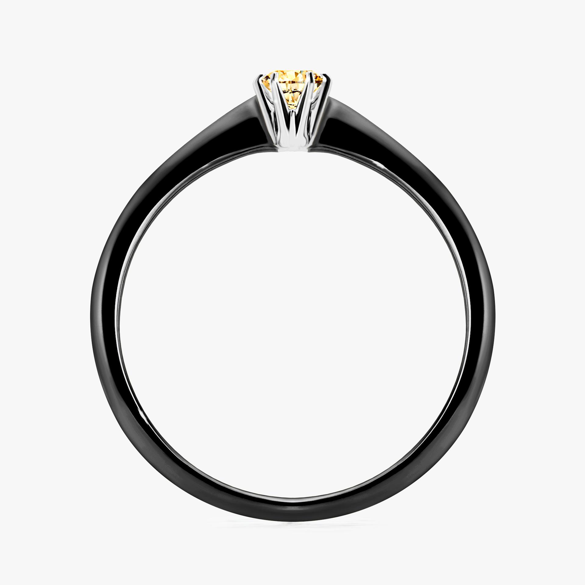 Pierscionek zareczynowy z diamentem zolty 010 CT z czarnego zlota my love 02