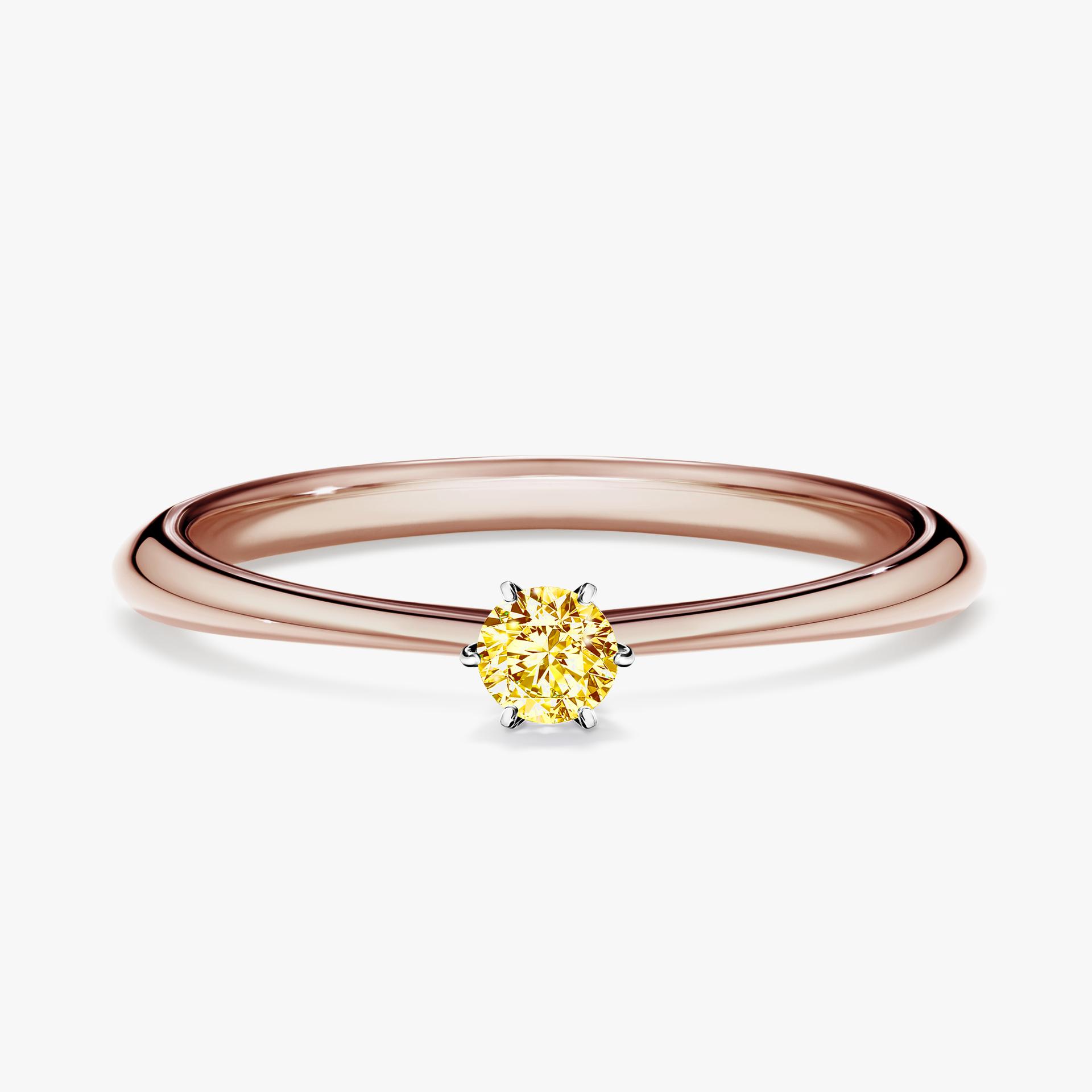 Pierscionek zareczynowy z diamentem zolty 010 CT z rozowego zlota my love 01