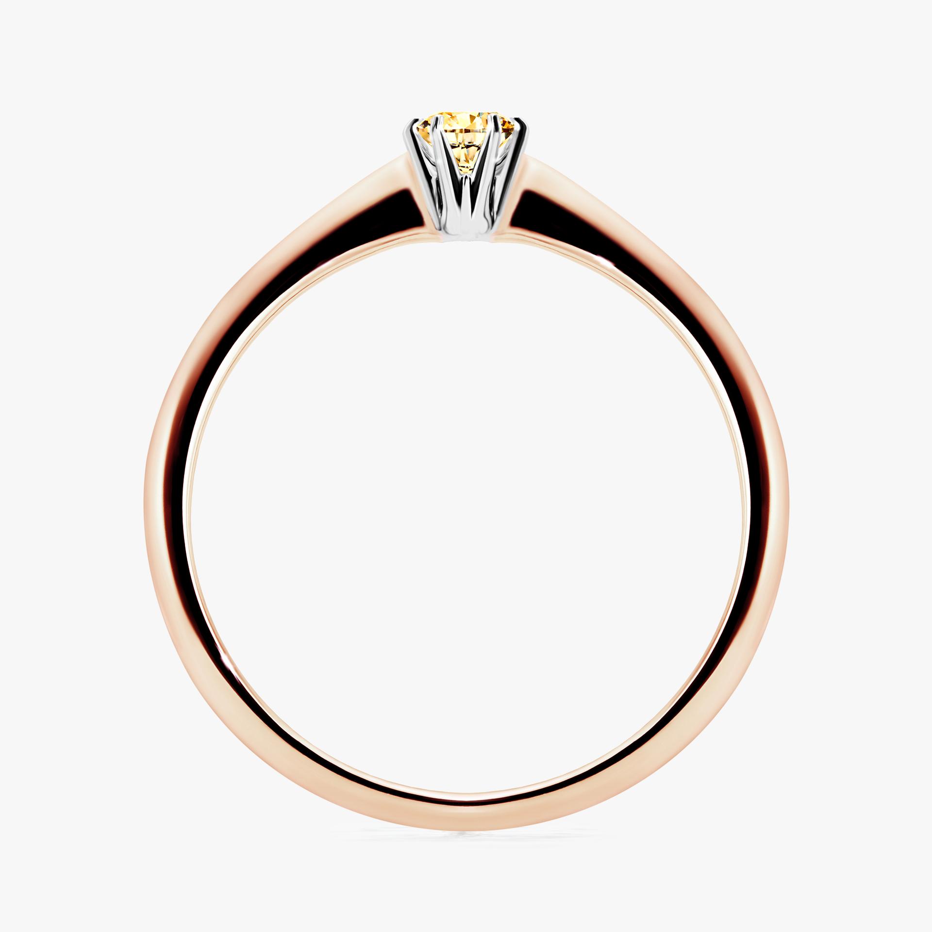 Pierscionek zareczynowy z diamentem zolty 010 CT z rozowego zlota my love 02
