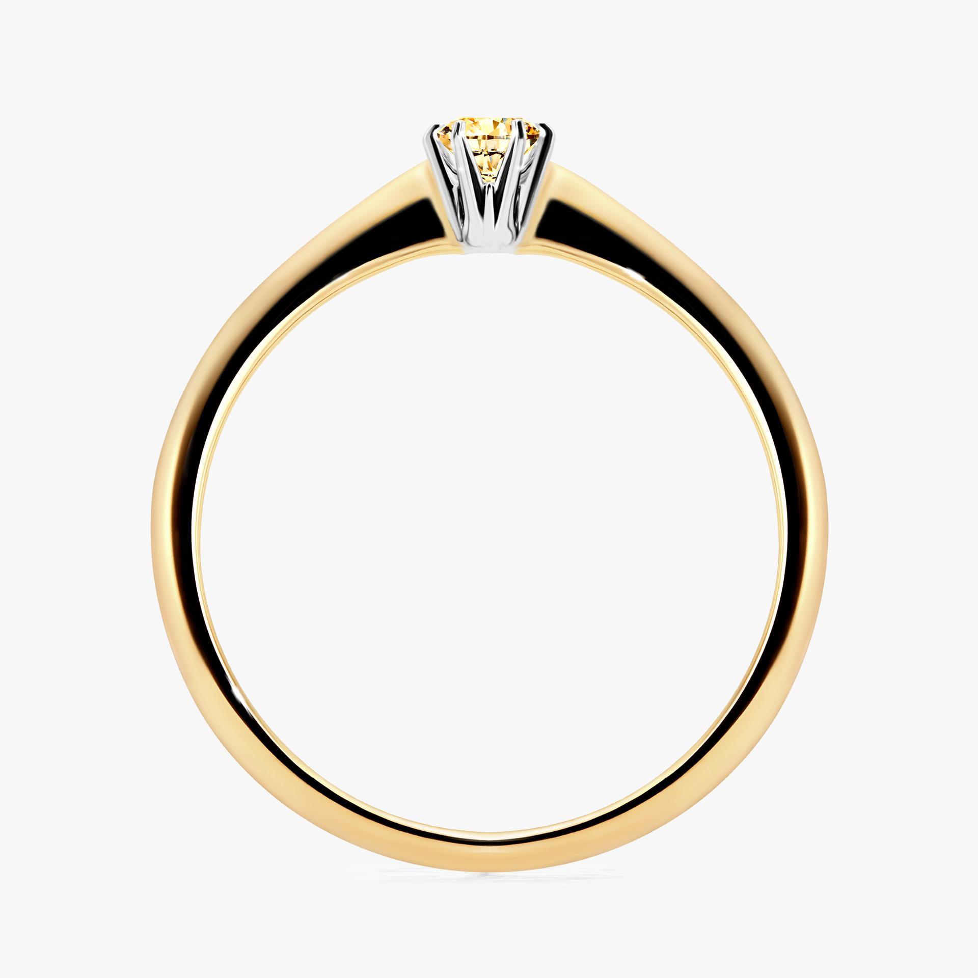 Pierscionek zareczynowy z diamentem zolty 010 CT z zoltego zlota my love 02