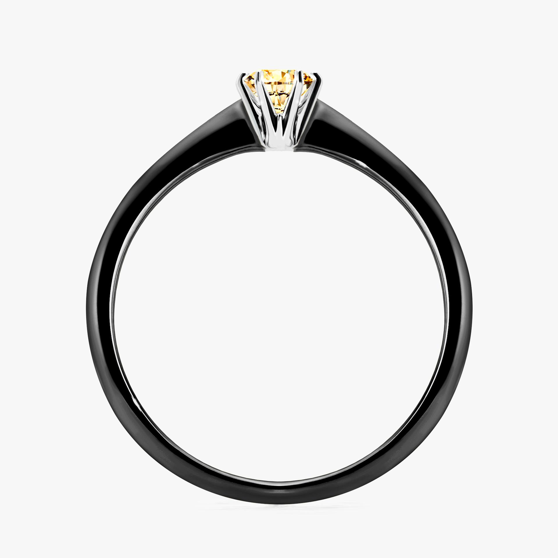Pierscionek zareczynowy z diamentem zolty 017 CT z czarnego zlota my love 02