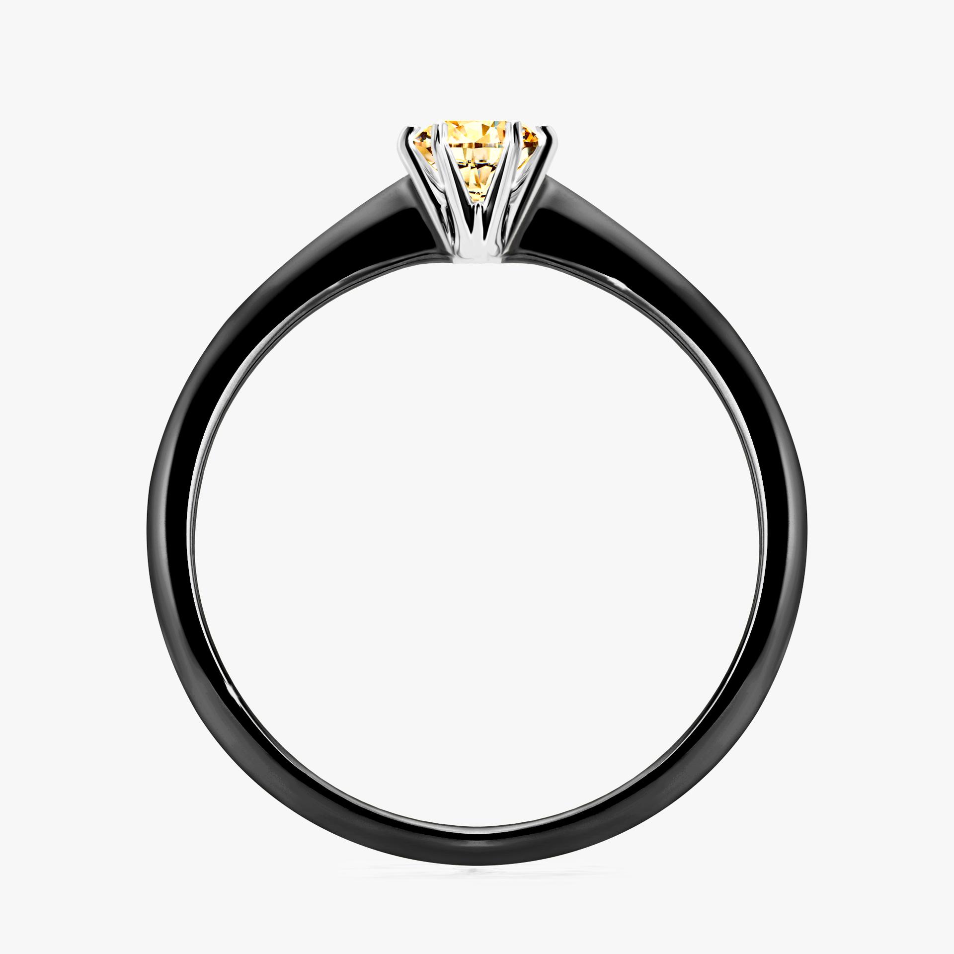Pierscionek zareczynowy z diamentem zolty 025 CT z czarnego zlota my love 02