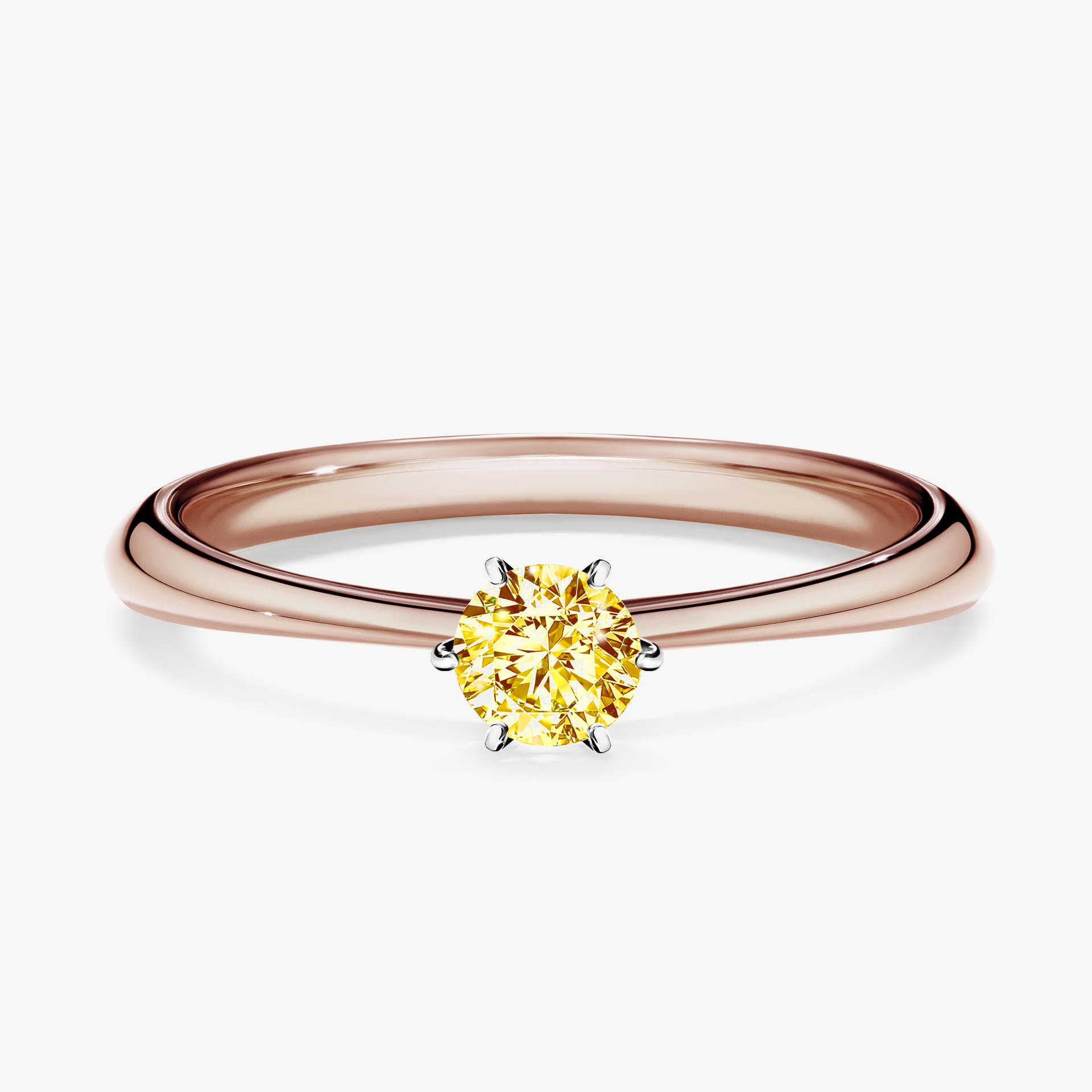 Pierscionek zareczynowy z diamentem zolty 025 CT z rozowego zlota my love 01