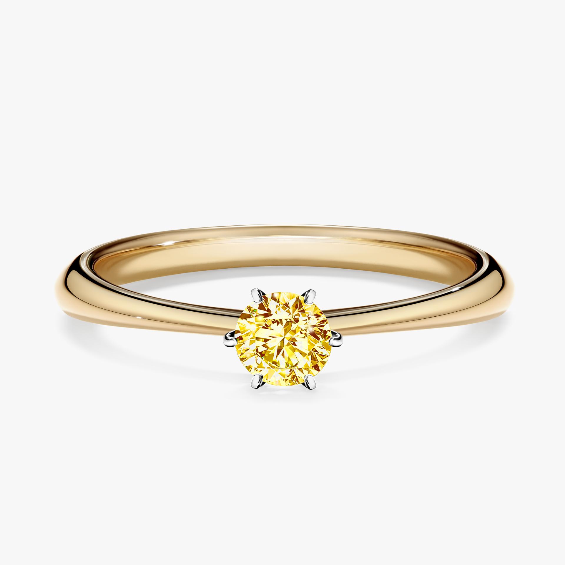 Pierscionek zareczynowy z diamentem zolty 025 CT z zoltego zlota my love 01