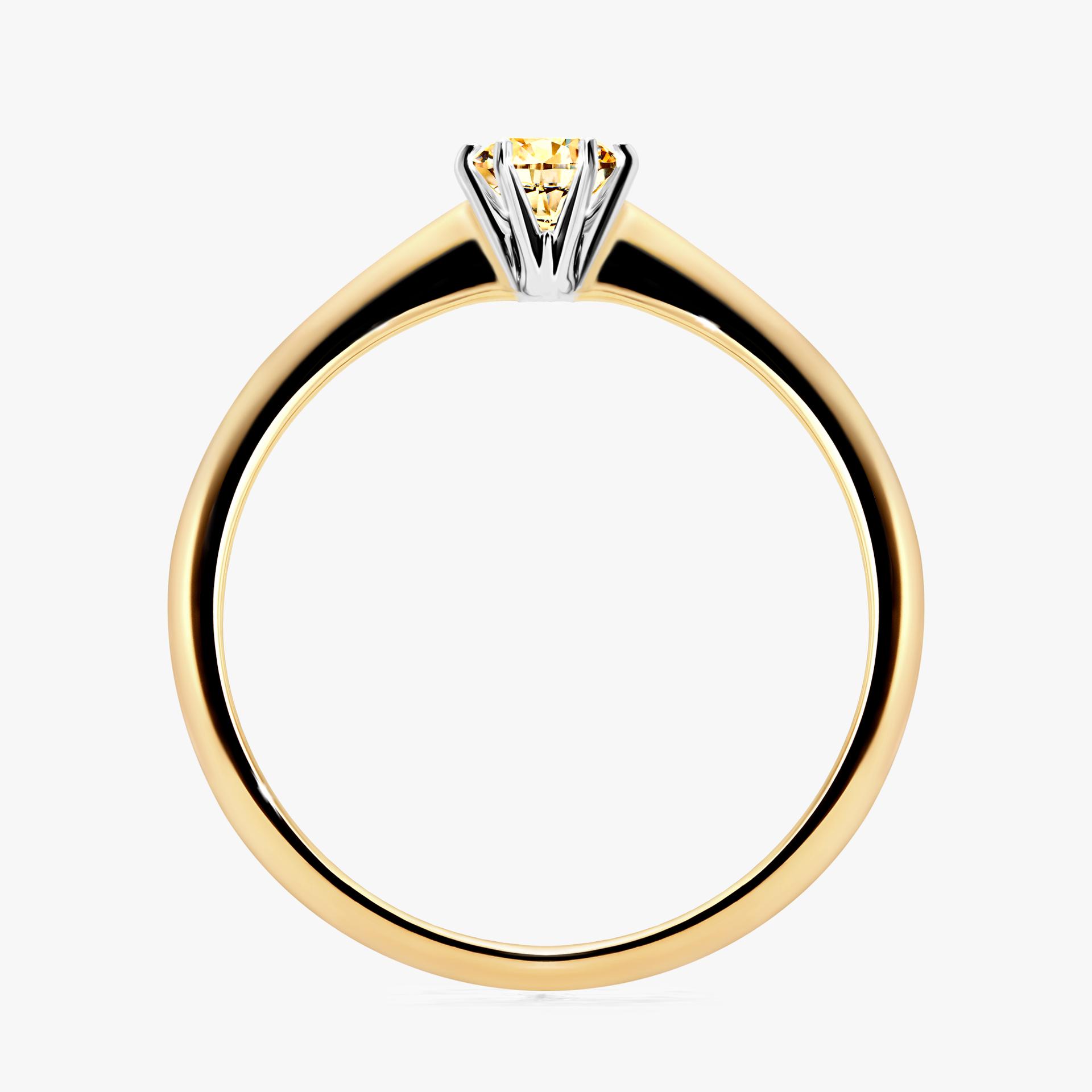 Pierscionek zareczynowy z diamentem zolty 025 CT z zoltego zlota my love 02