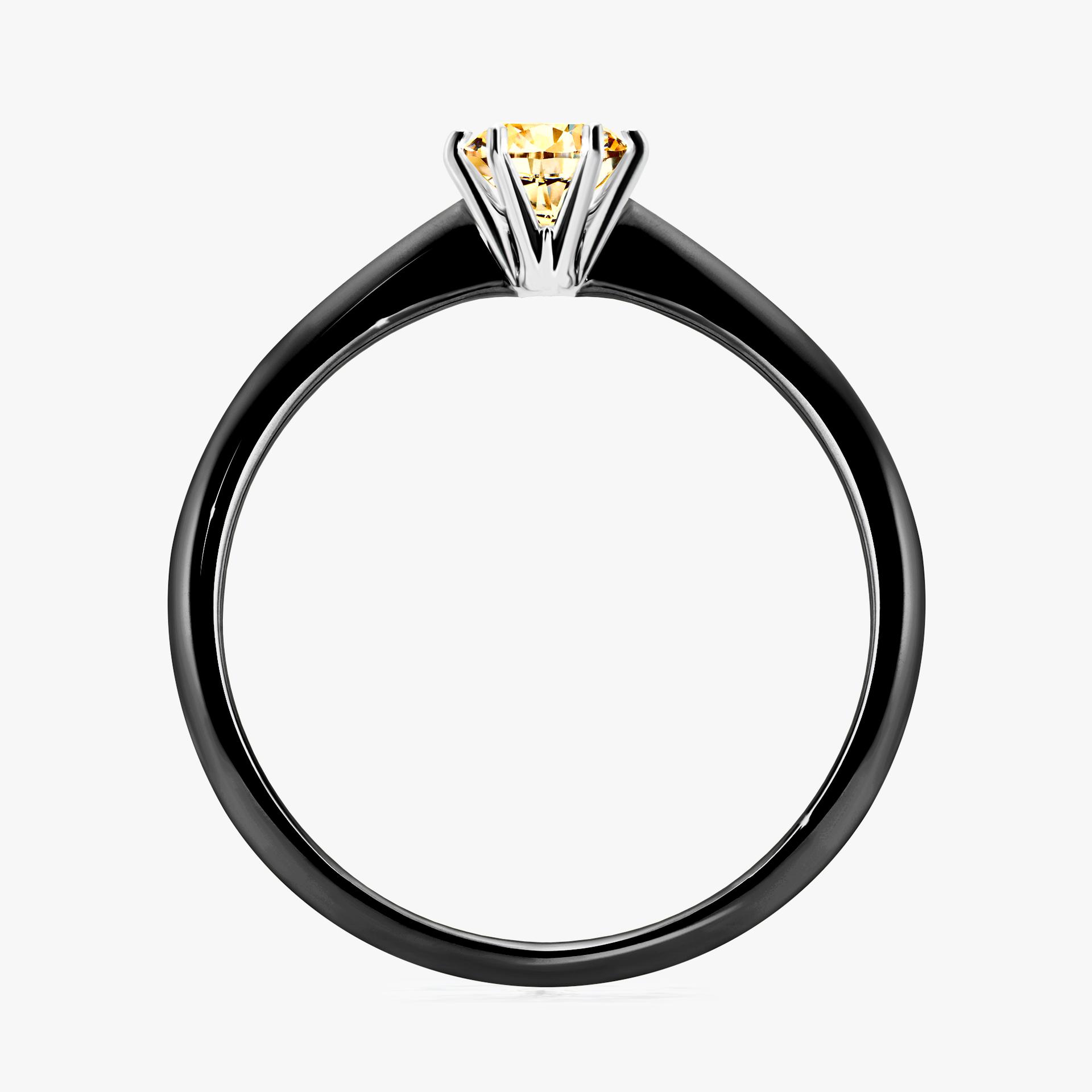 Pierscionek zareczynowy z diamentem zolty 030 CT z czarnego zlota my love 02