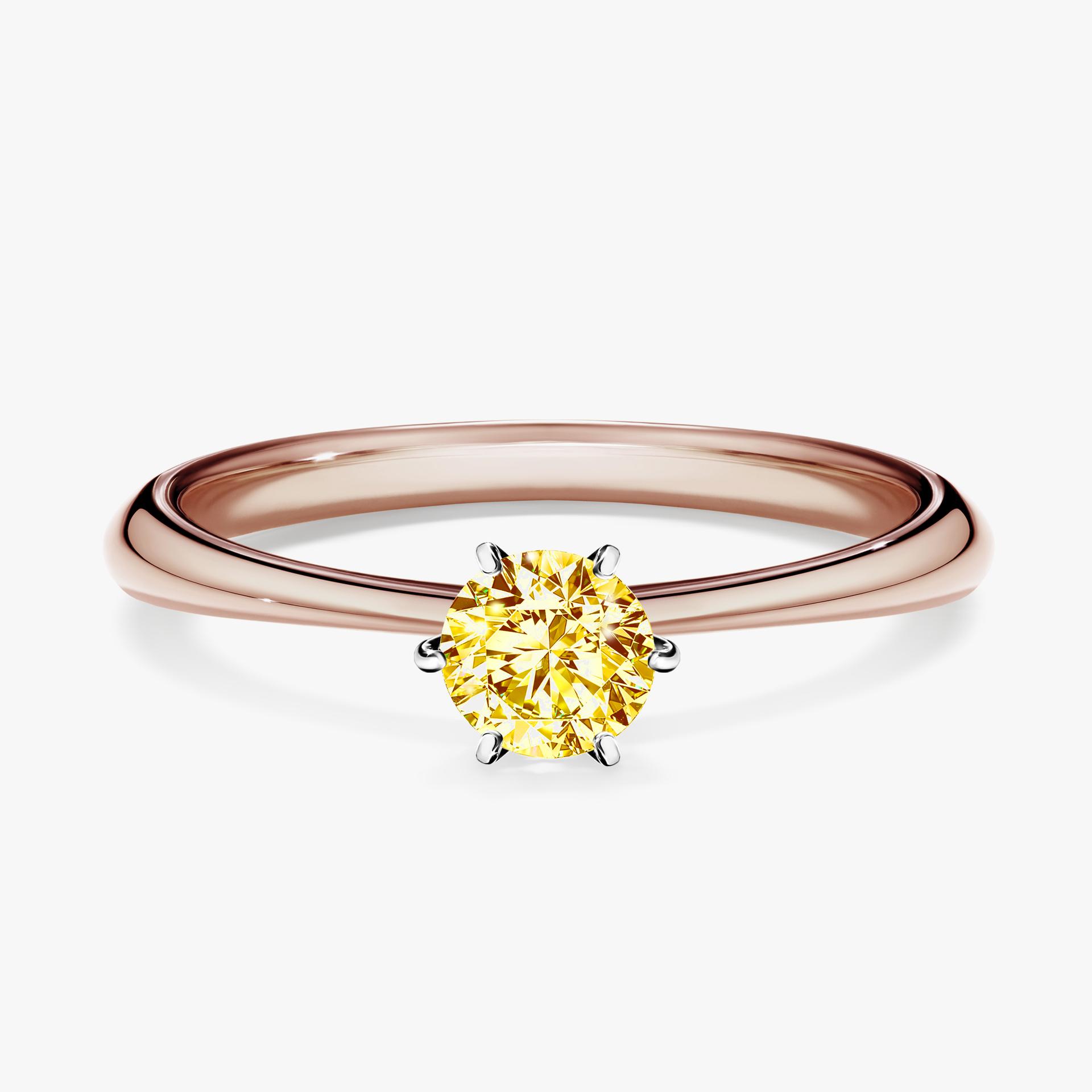 Pierscionek zareczynowy z diamentem zolty 030 CT z rozowego zlota my love 01