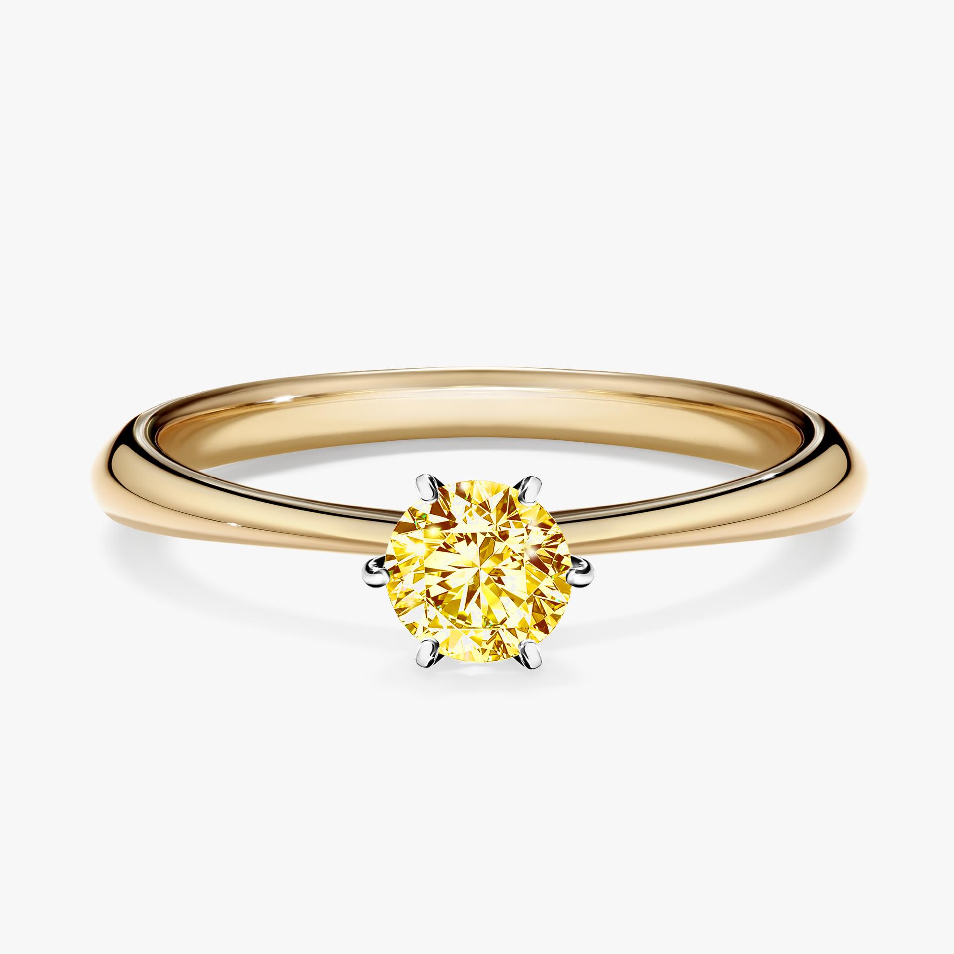 Pierscionek zareczynowy z diamentem zolty 030 CT z zoltego zlota my love 01