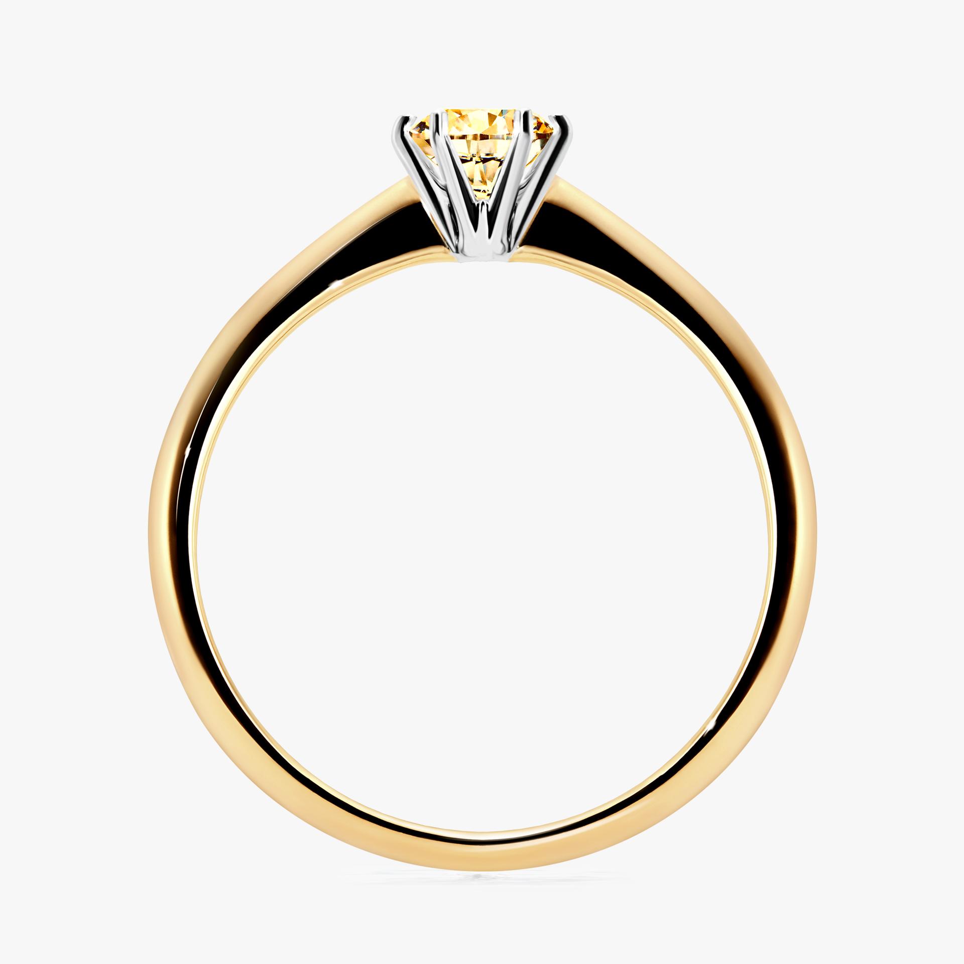 Pierscionek zareczynowy z diamentem zolty 030 CT z zoltego zlota my love 02