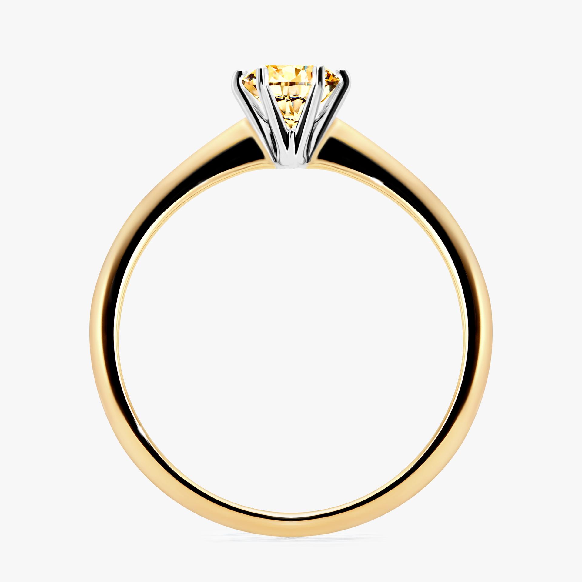 Pierscionek zareczynowy z diamentem zolty 050 CT z zoltego zlota my love 02