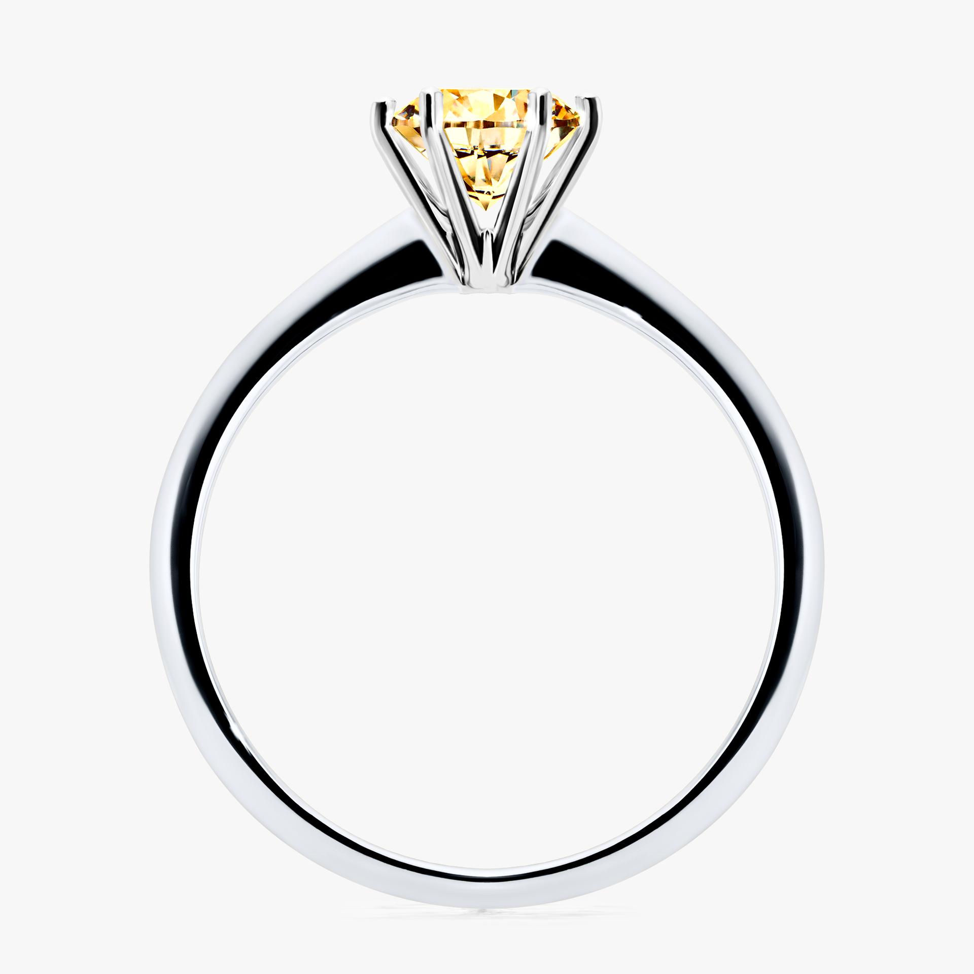 Pierscionek zareczynowy z diamentem zolty 080 CT z bialego zlota my love 02