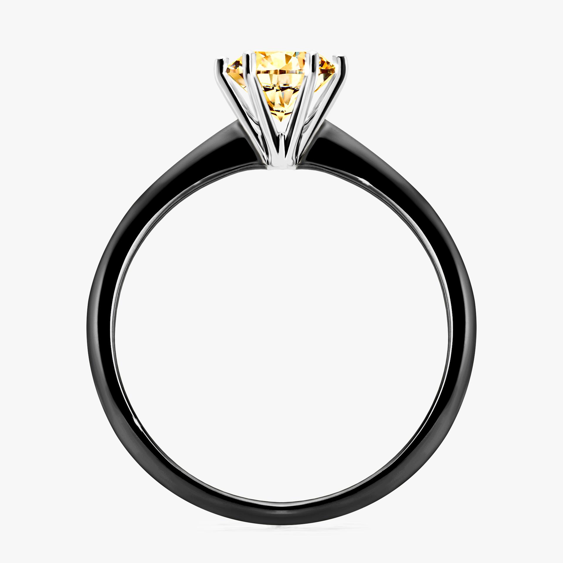 Pierscionek zareczynowy z diamentem zolty 080 CT z czarnego zlota my love 02