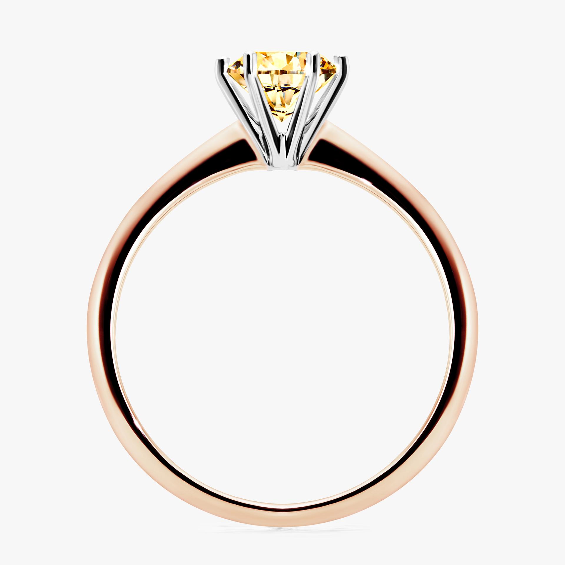 Pierscionek zareczynowy z diamentem zolty 080 CT z rozowego zlota my love 02
