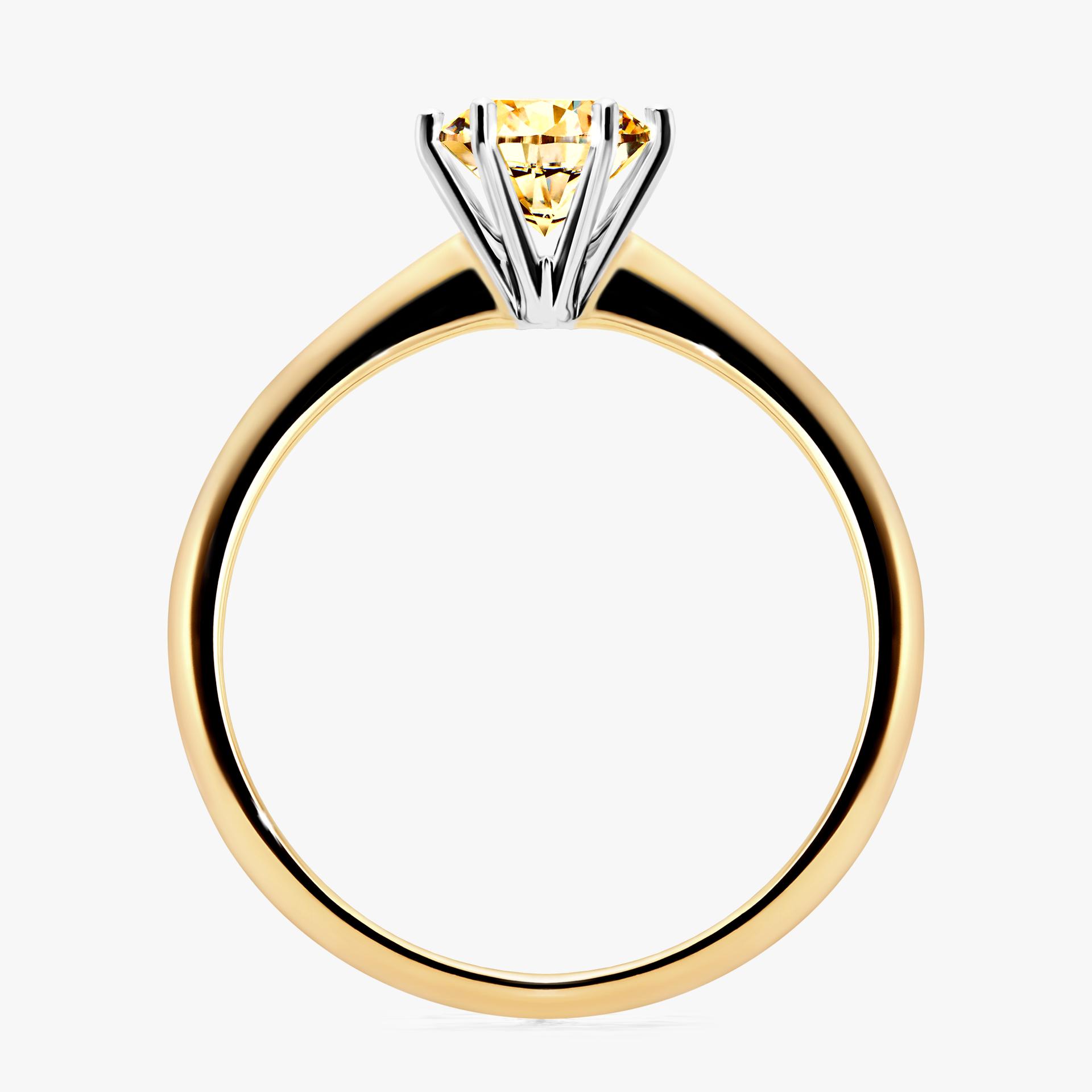 Pierscionek zareczynowy z diamentem zolty 080 CT z zoltego zlota my love 02