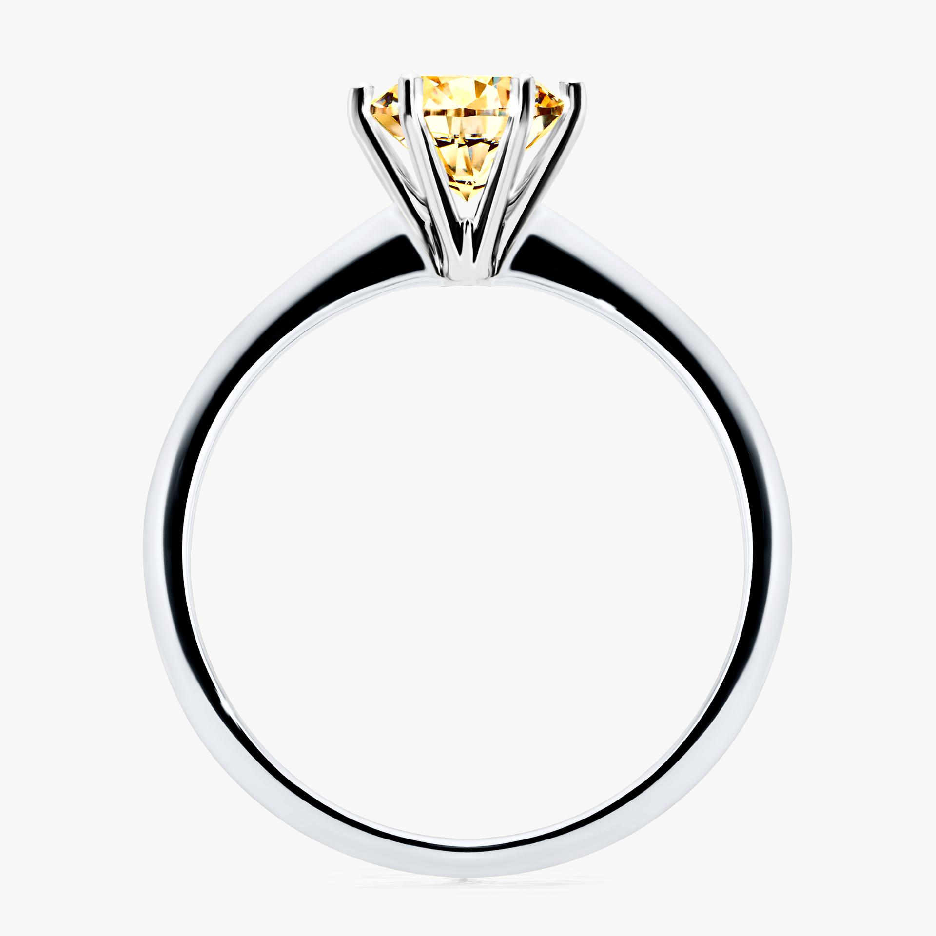 Pierscionek zareczynowy z diamentem zolty 100 CT z bialego zlota my love 02