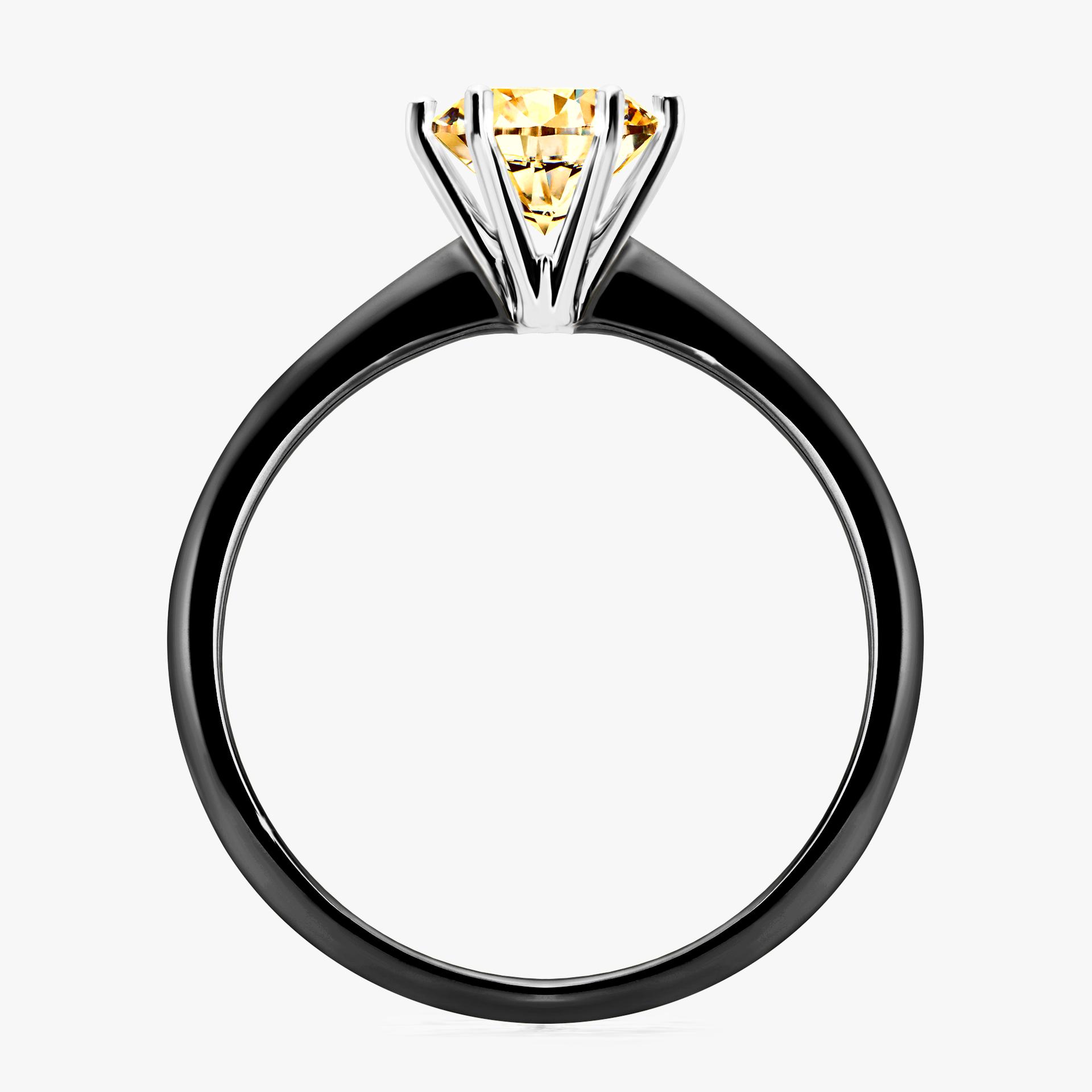 Pierscionek zareczynowy z diamentem zolty 100 CT z czarnego zlota my love 02