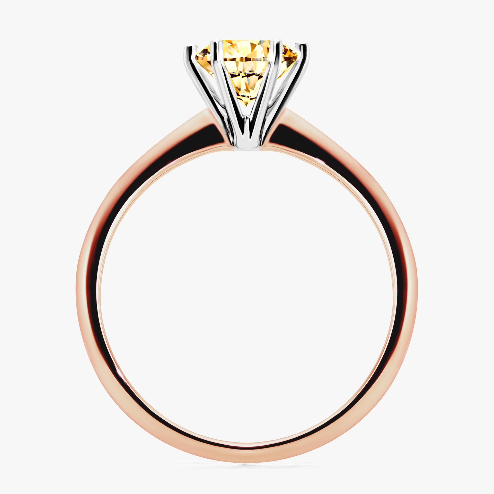 Pierscionek zareczynowy z diamentem zolty 100 CT z rozowego zlota my love 02