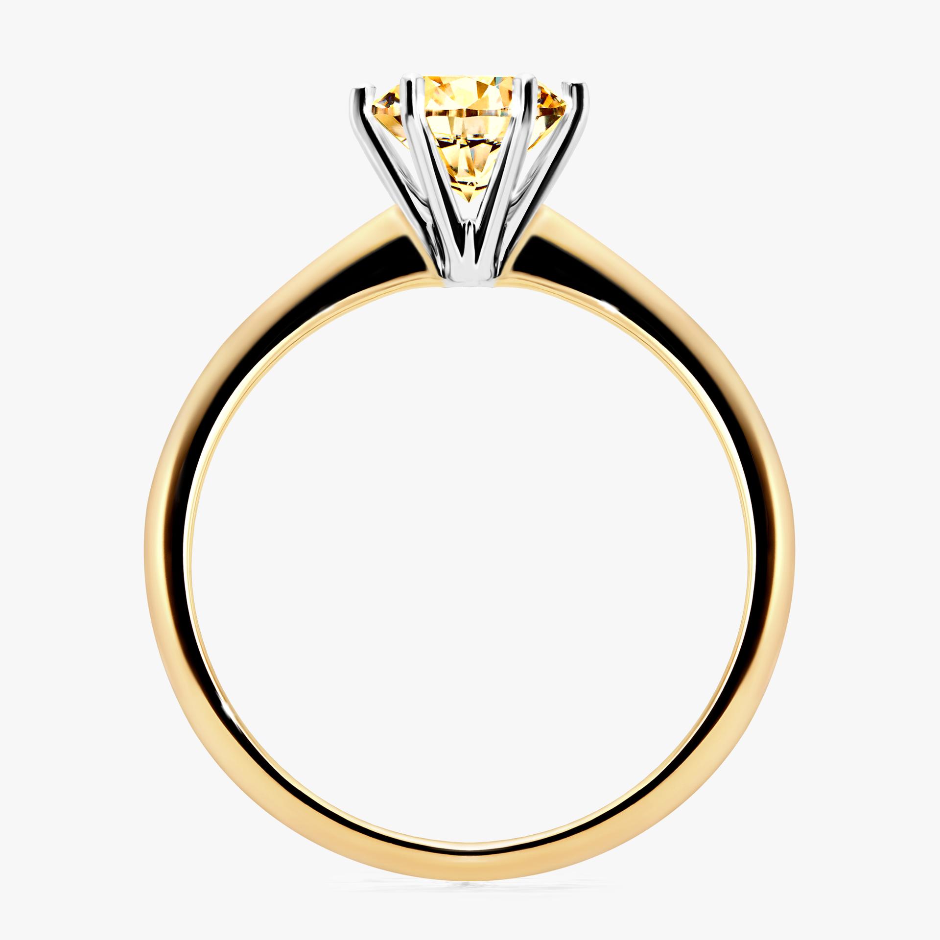 Pierscionek zareczynowy z diamentem zolty 100 CT z zoltego zlota my love 02