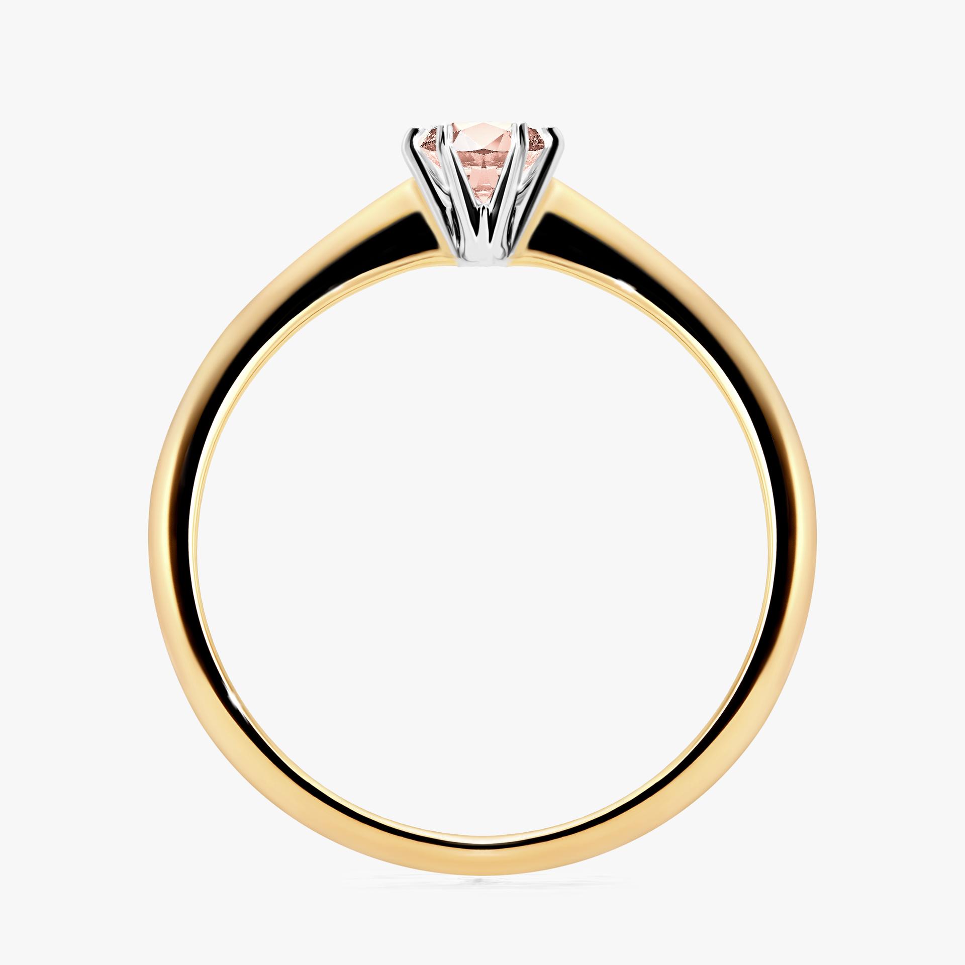 Pierscionek zareczynowy z morganitem 025 CT z zoltego zlota my love 02