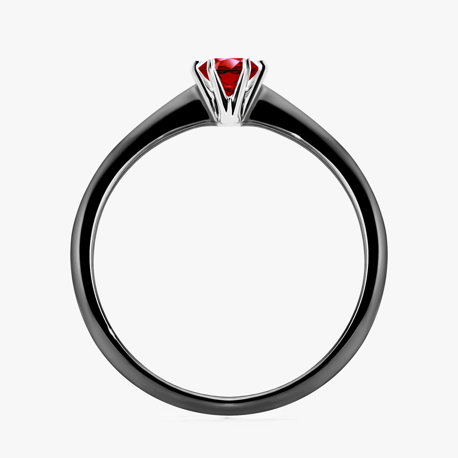 Pierścionek zaręczynowy My Love z czarnego złota z rubinem 0,25ct