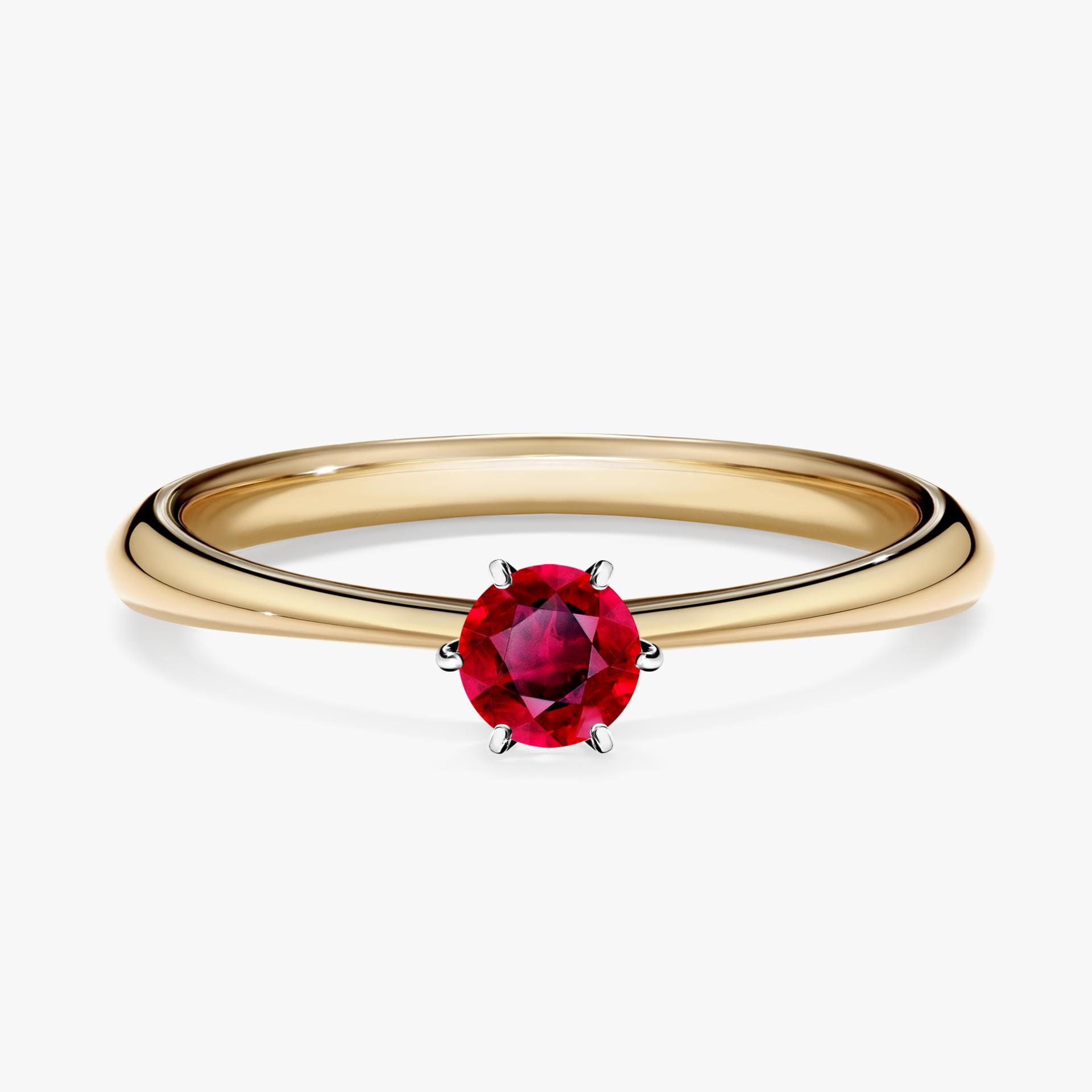 Pierscionek zareczynowy z rubinem 025 CT z zoltego zlota my love 01
