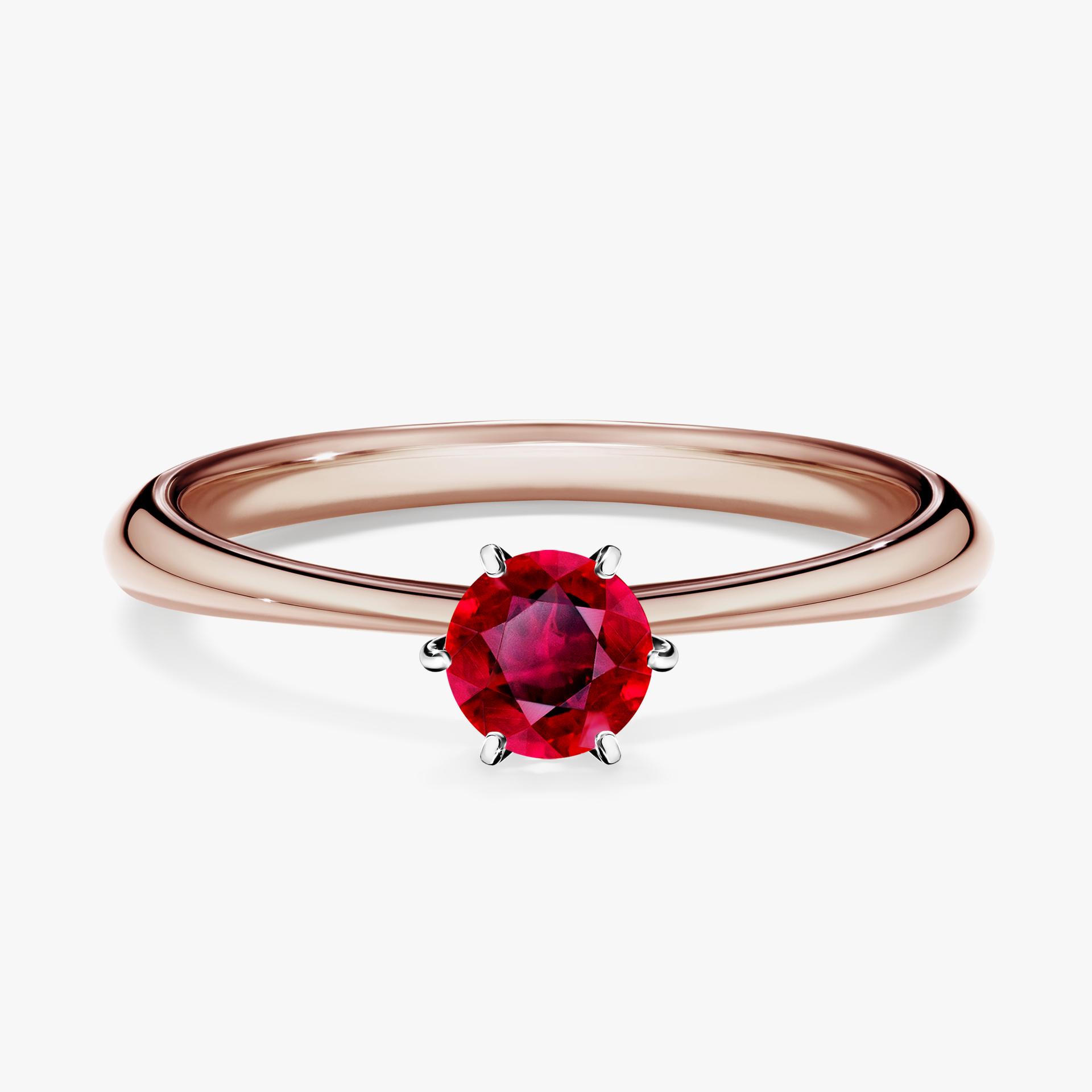 Pierscionek zareczynowy z rubinem 030 CT z rozowego zlota my love 01