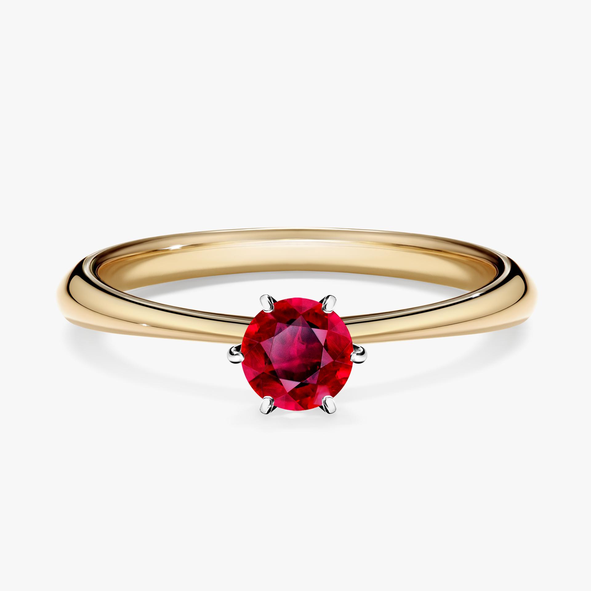 Pierscionek zareczynowy z rubinem 030 CT z zoltego zlota my love 01