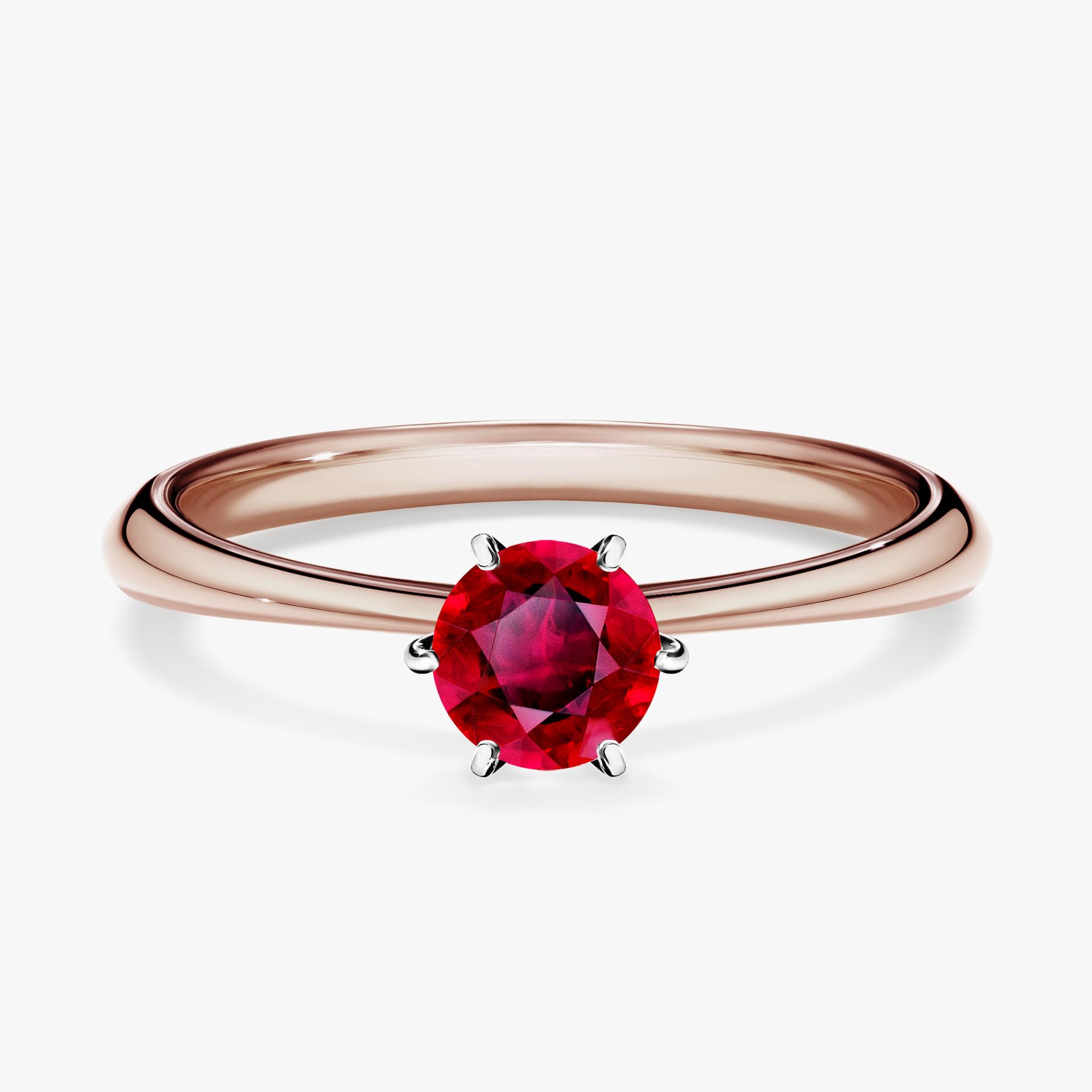 Pierscionek zareczynowy z rubinem 050 CT z rozowego zlota my love 01