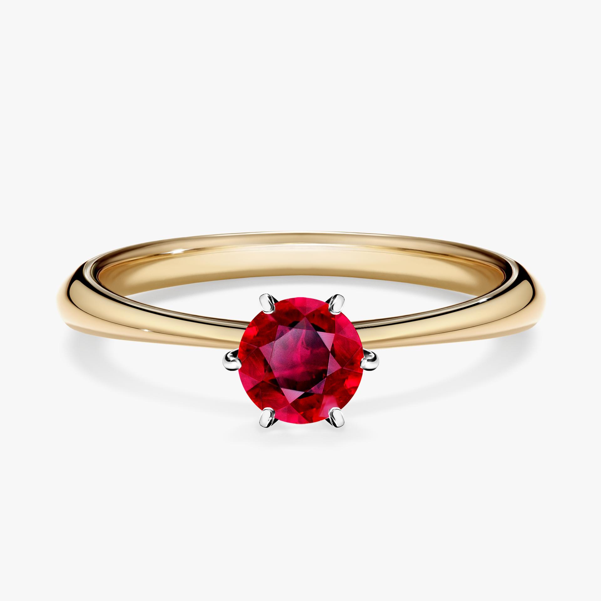 Pierscionek zareczynowy z rubinem 050 CT z zoltego zlota my love 01