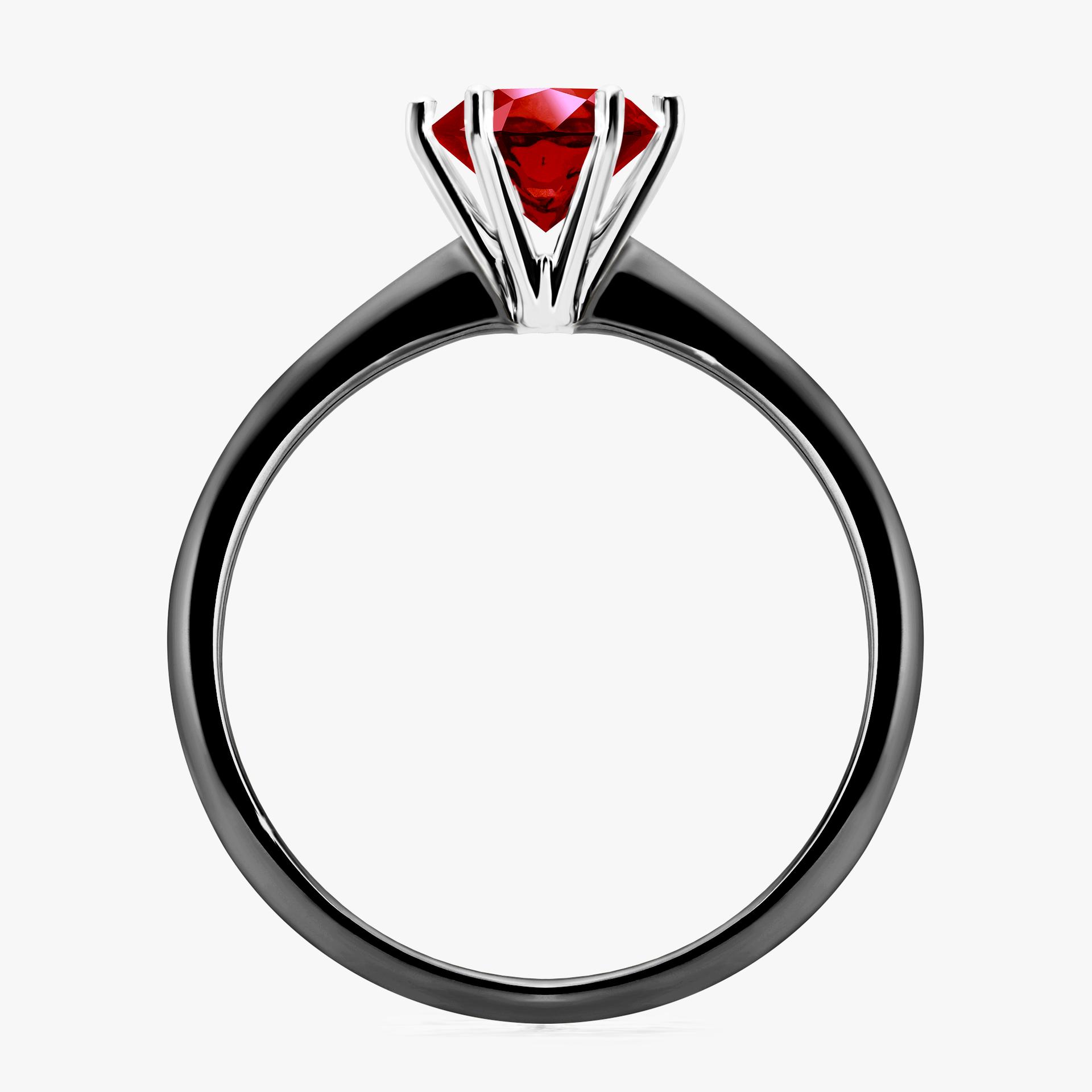 Pierscionek zareczynowy z rubinem 100 CT z czarnego zlota my love 03