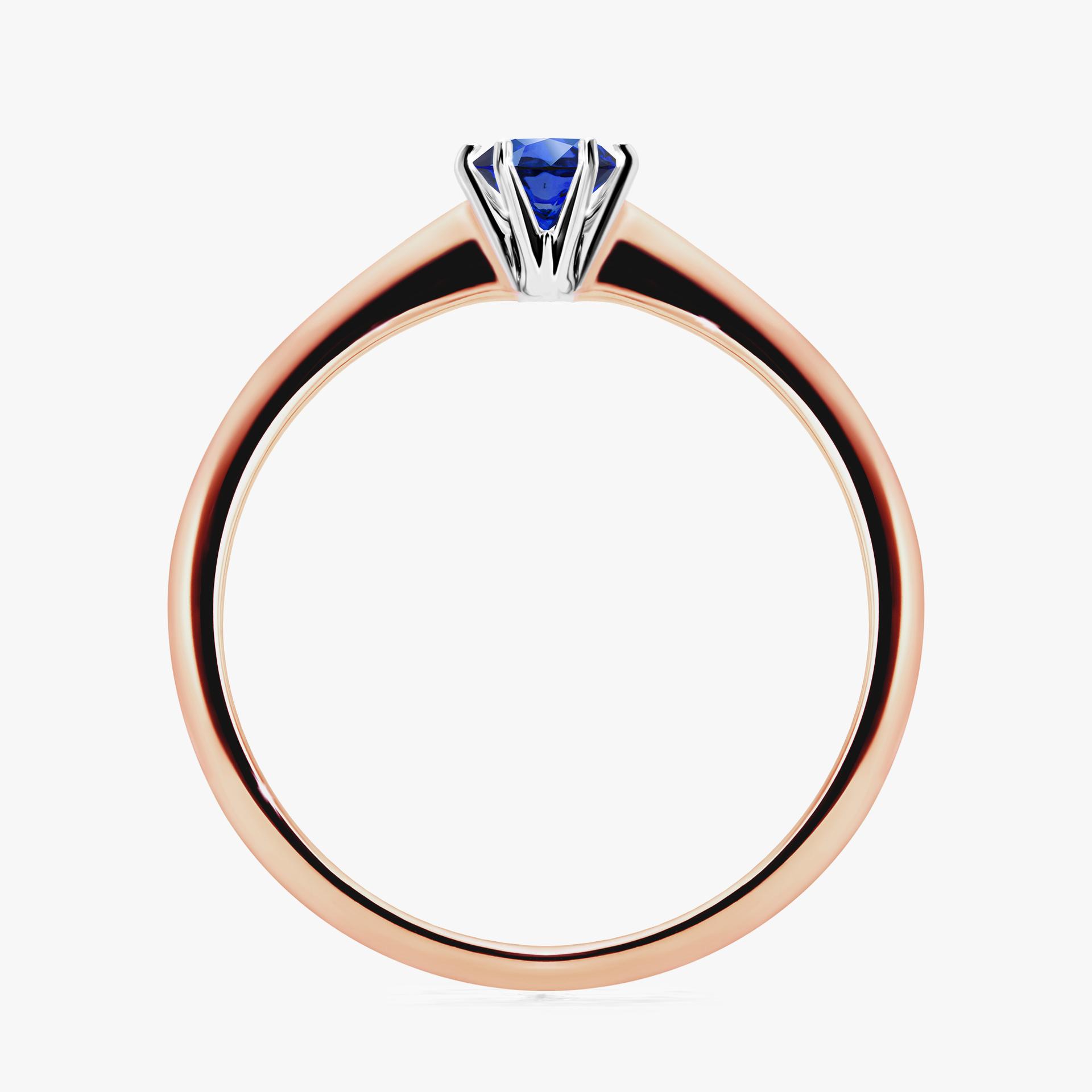 Pierscionek zareczynowy z szafirem niebieskim 025 CT z rozowego zlota my love 02