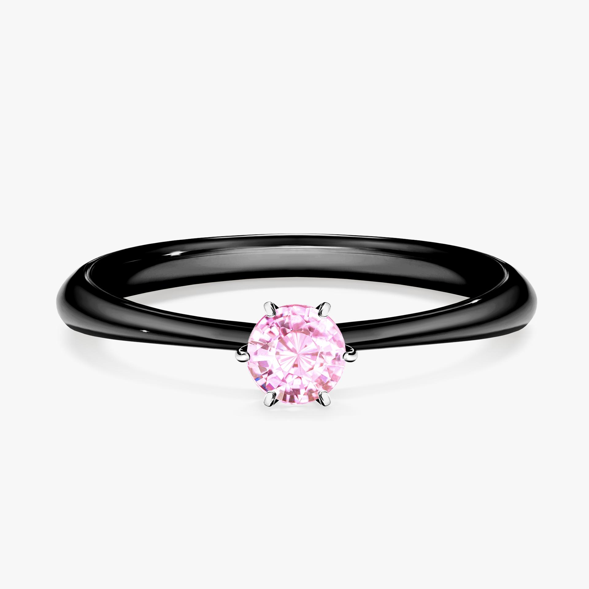 Pierscionek zareczynowy z szafirem rozowym 025 CT z czarnego zlota my love 01