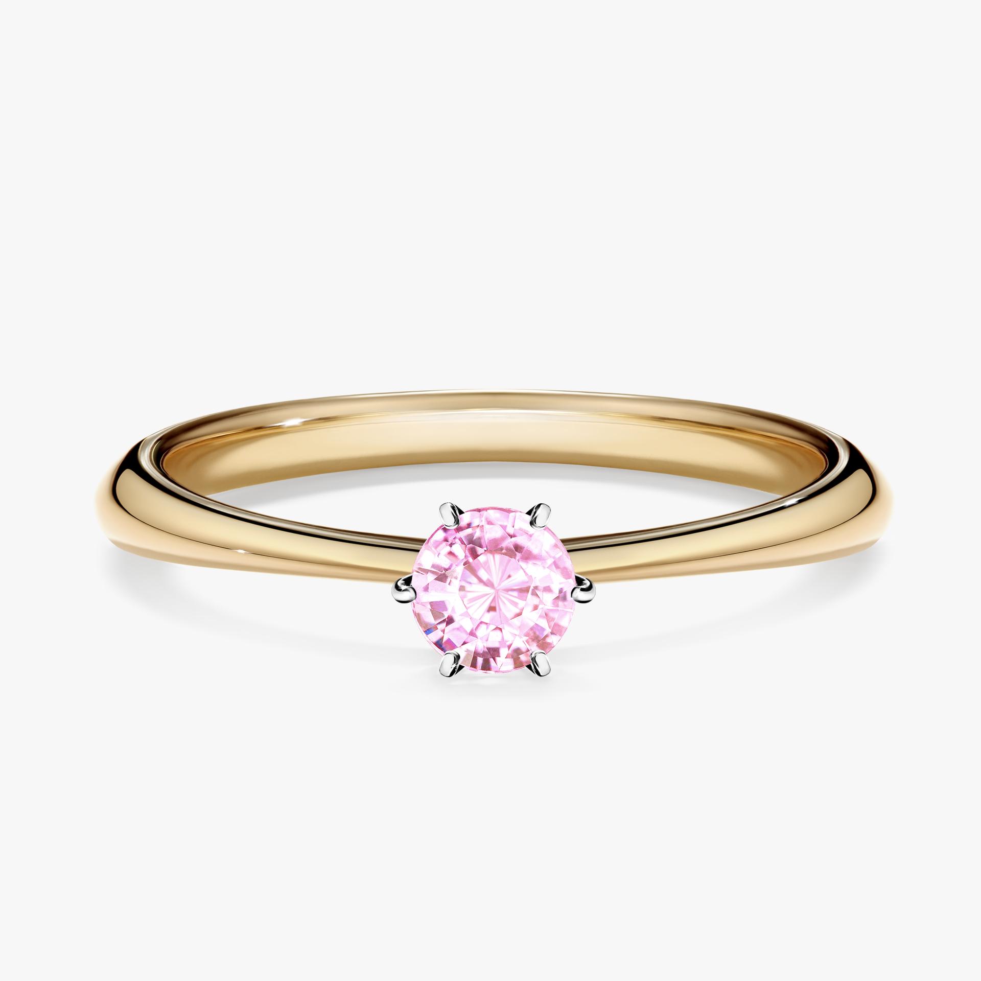 Pierscionek zareczynowy z szafirem rozowym 025 CT z zoltego zlota my love 01