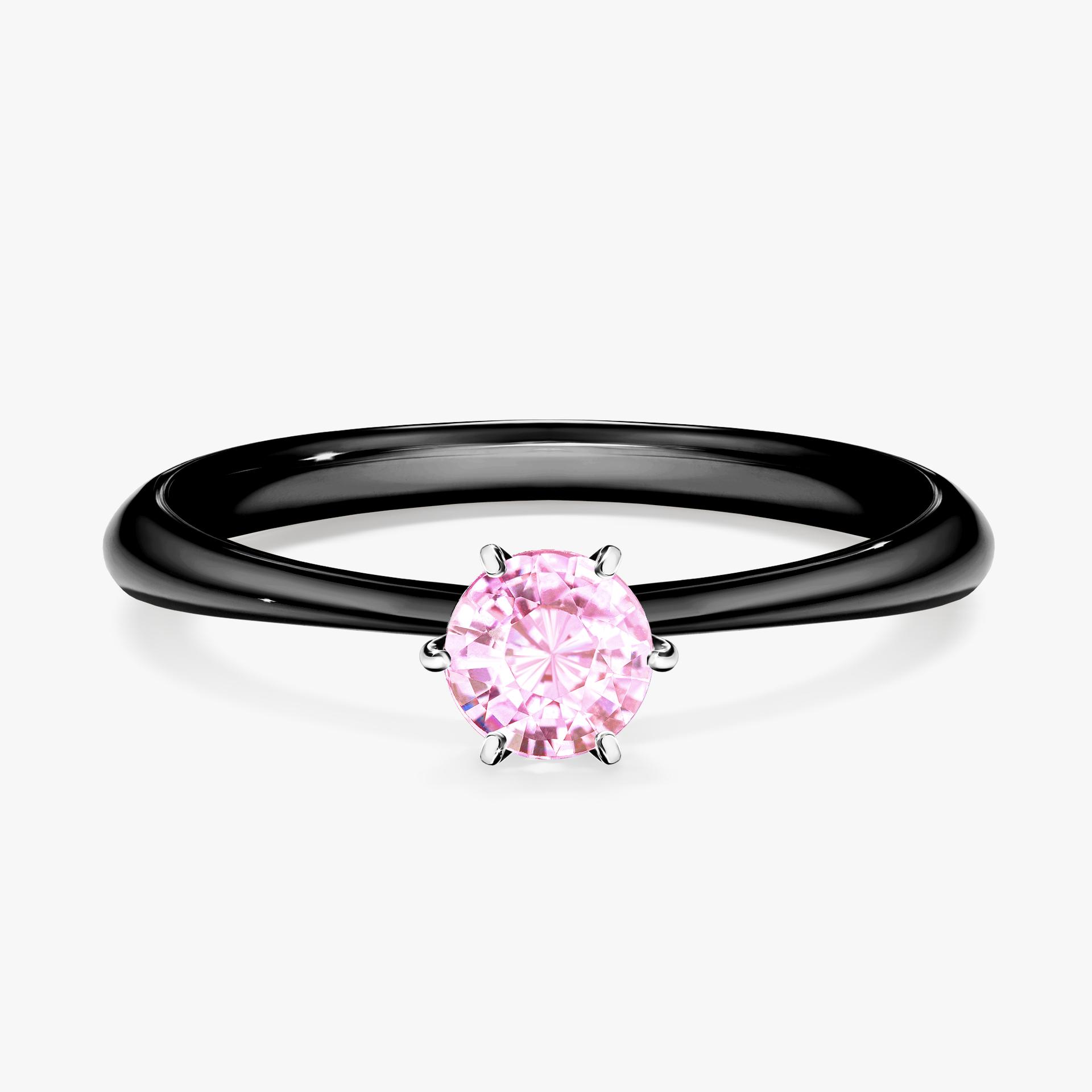 Pierscionek zareczynowy z szafirem rozowym 030 CT z czarnego zlota my love 01