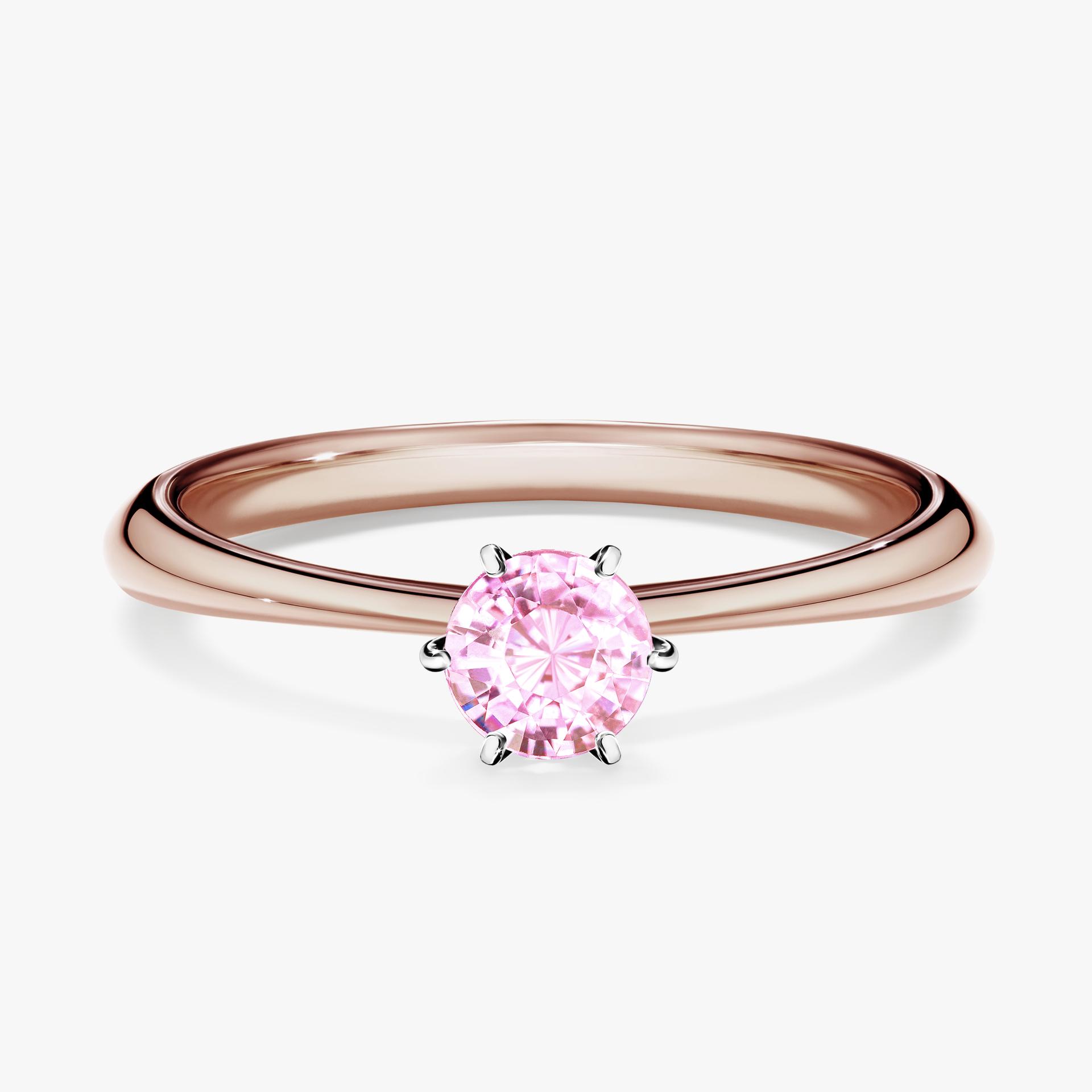Pierscionek zareczynowy z szafirem rozowym 030 CT z rozowego zlota my love 01