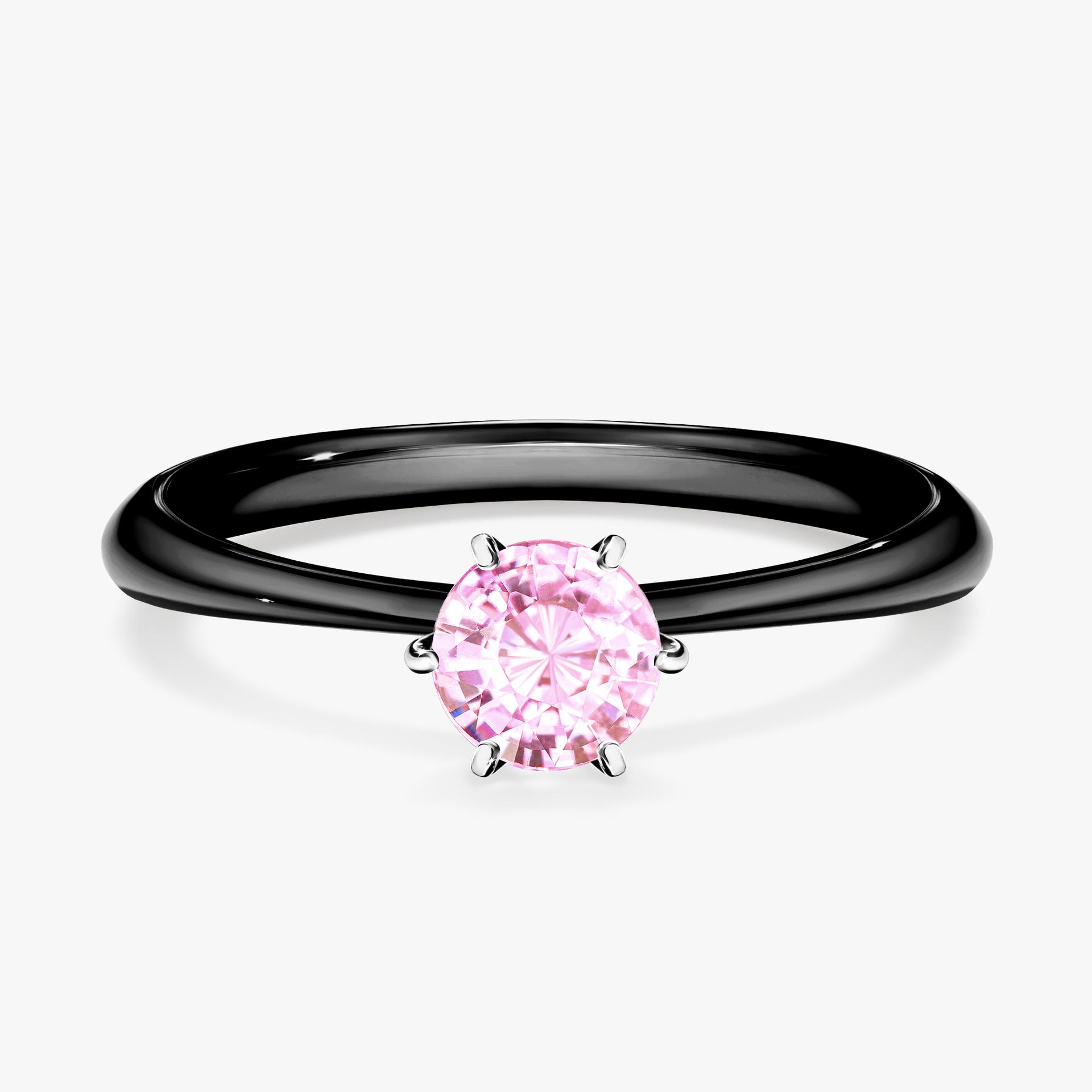 Pierscionek zareczynowy z szafirem rozowym 050 CT z czarnego zlota my love 01