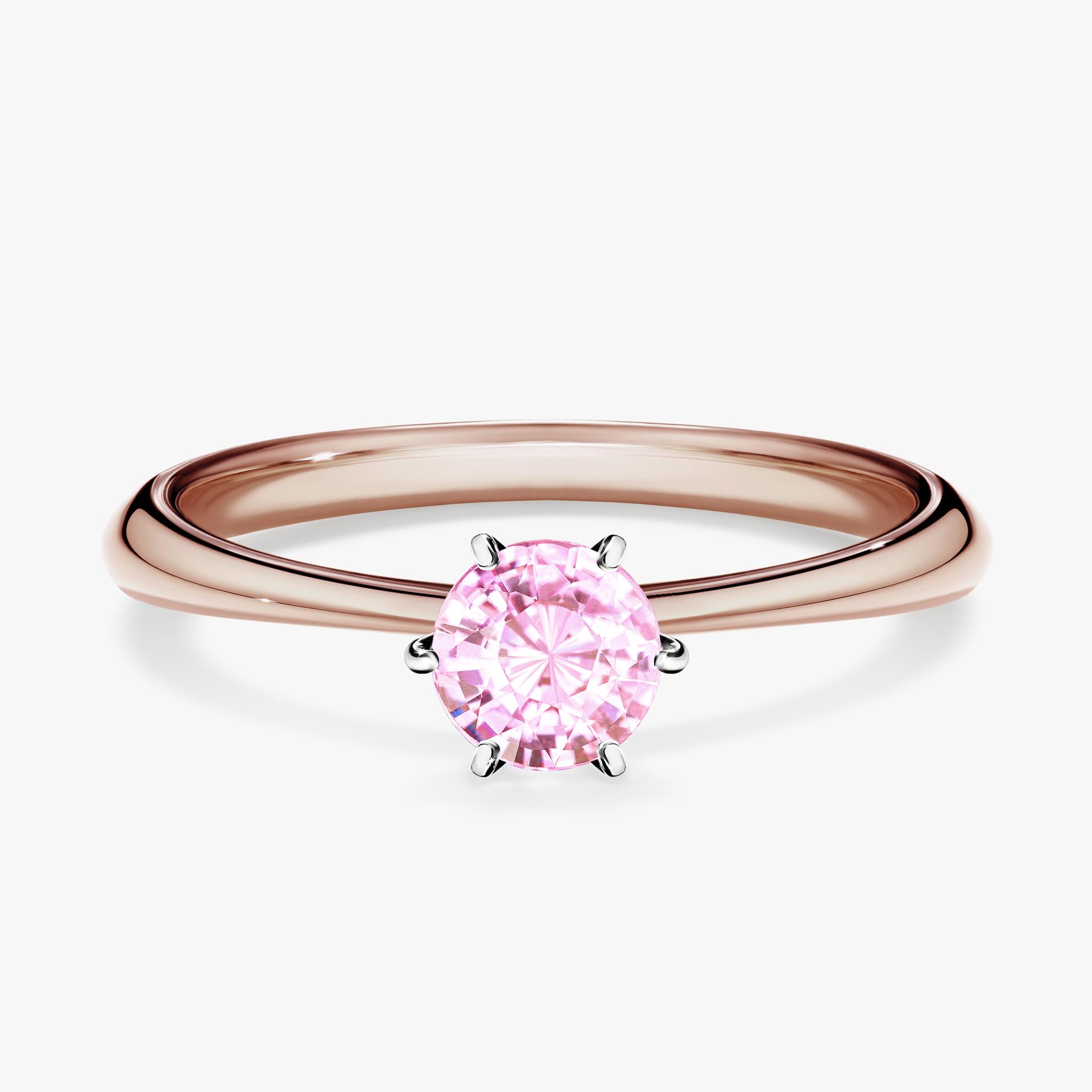 Pierscionek zareczynowy z szafirem rozowym 050 CT z rozowego zlota my love 01