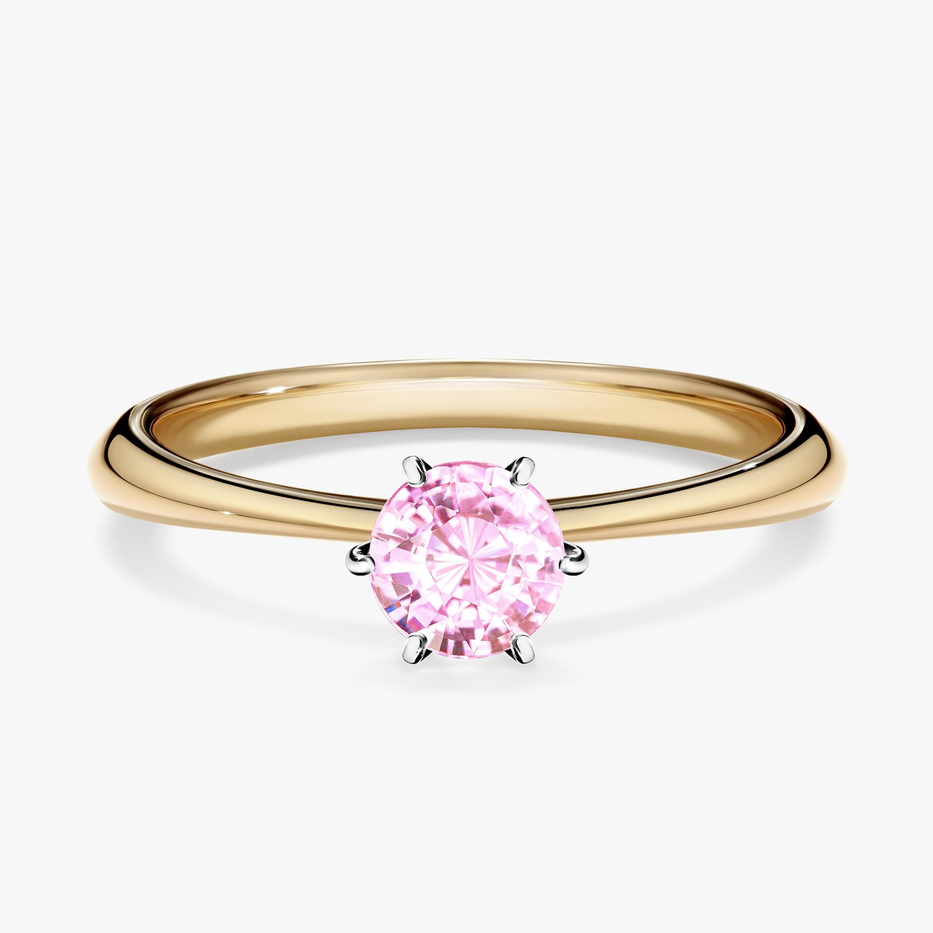 Pierscionek zareczynowy z szafirem rozowym 050 CT z zoltego zlota my love 01