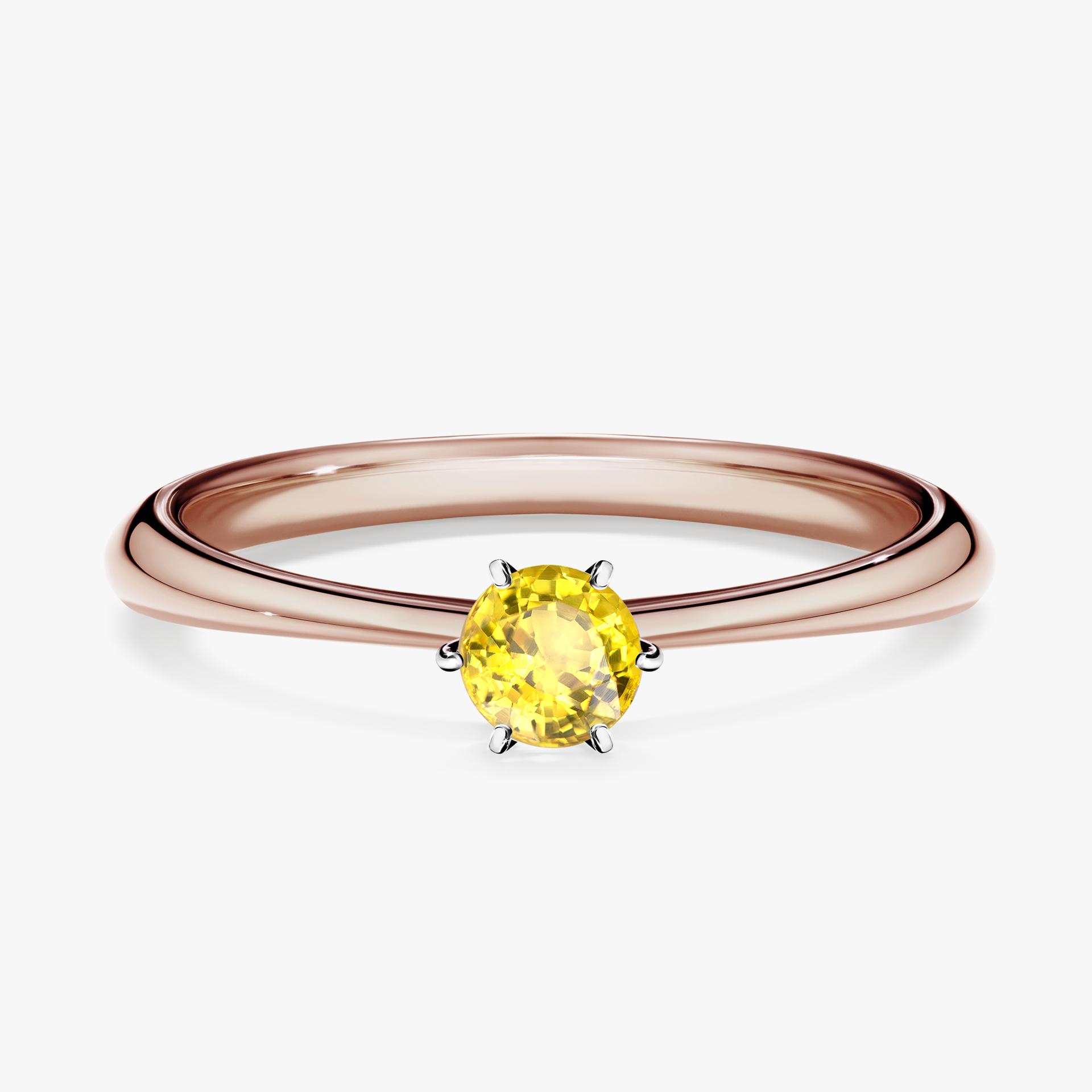 Pierscionek zareczynowy z szafirem zoltym 025 CT z rozowego zlota my love 01